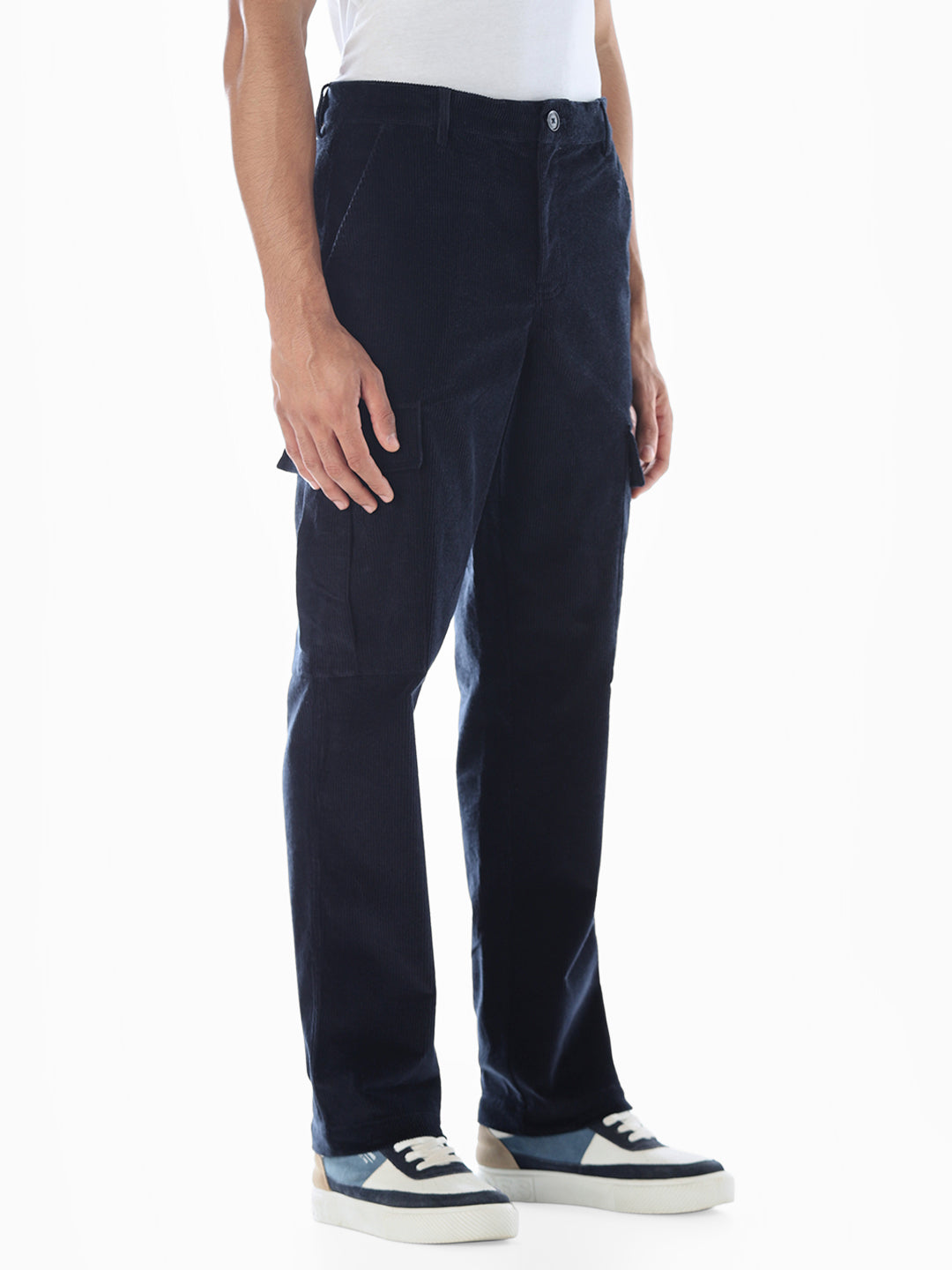 Navy Blue Corduroy Cargos