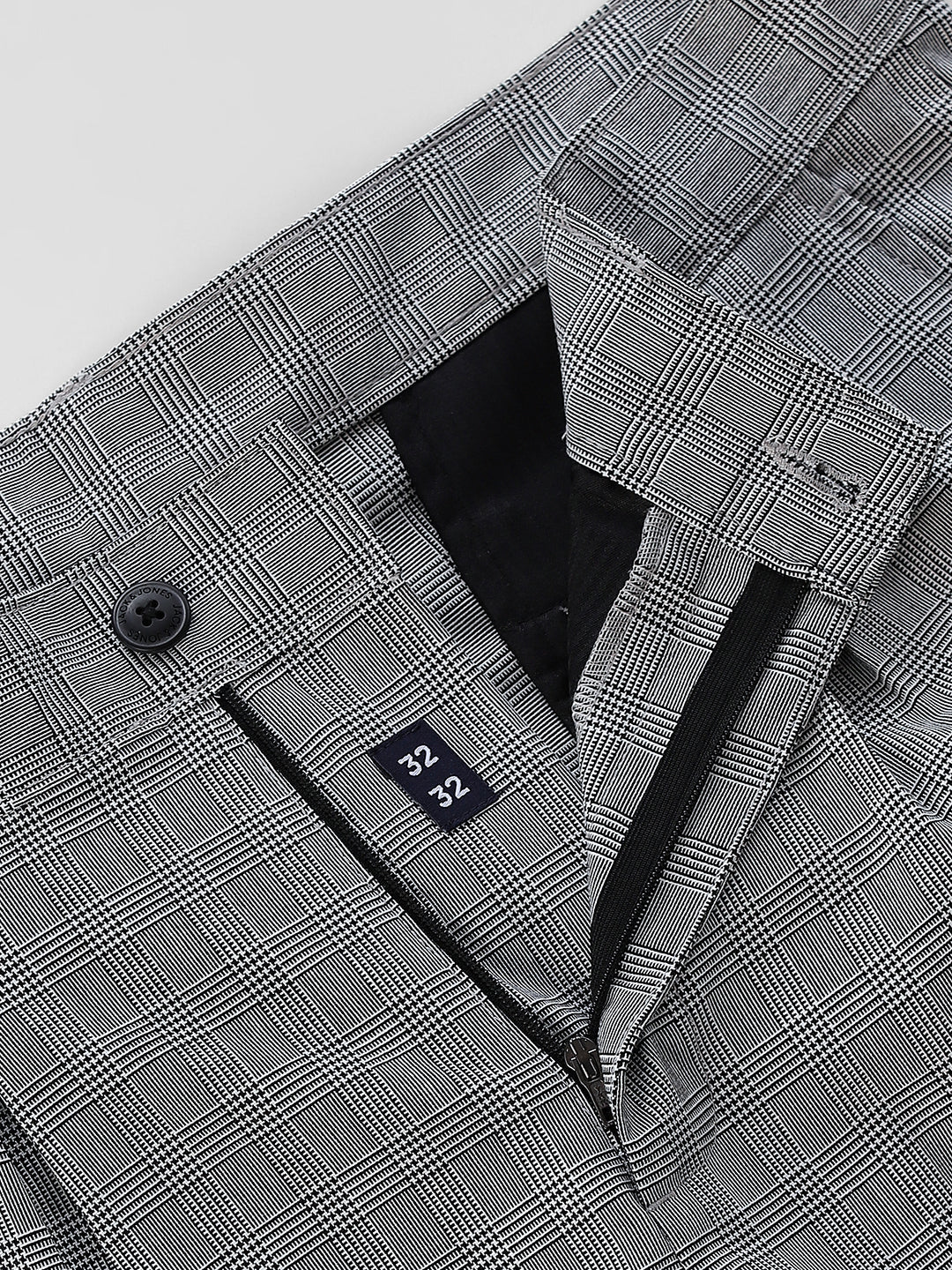 Grey Plaid Pleated Pants