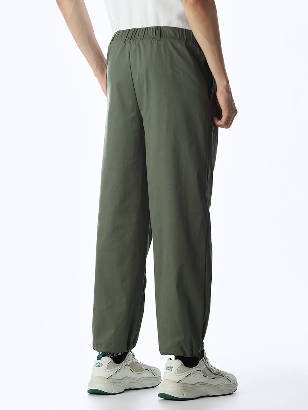 Olive Mid Rise Regular Fit Pants