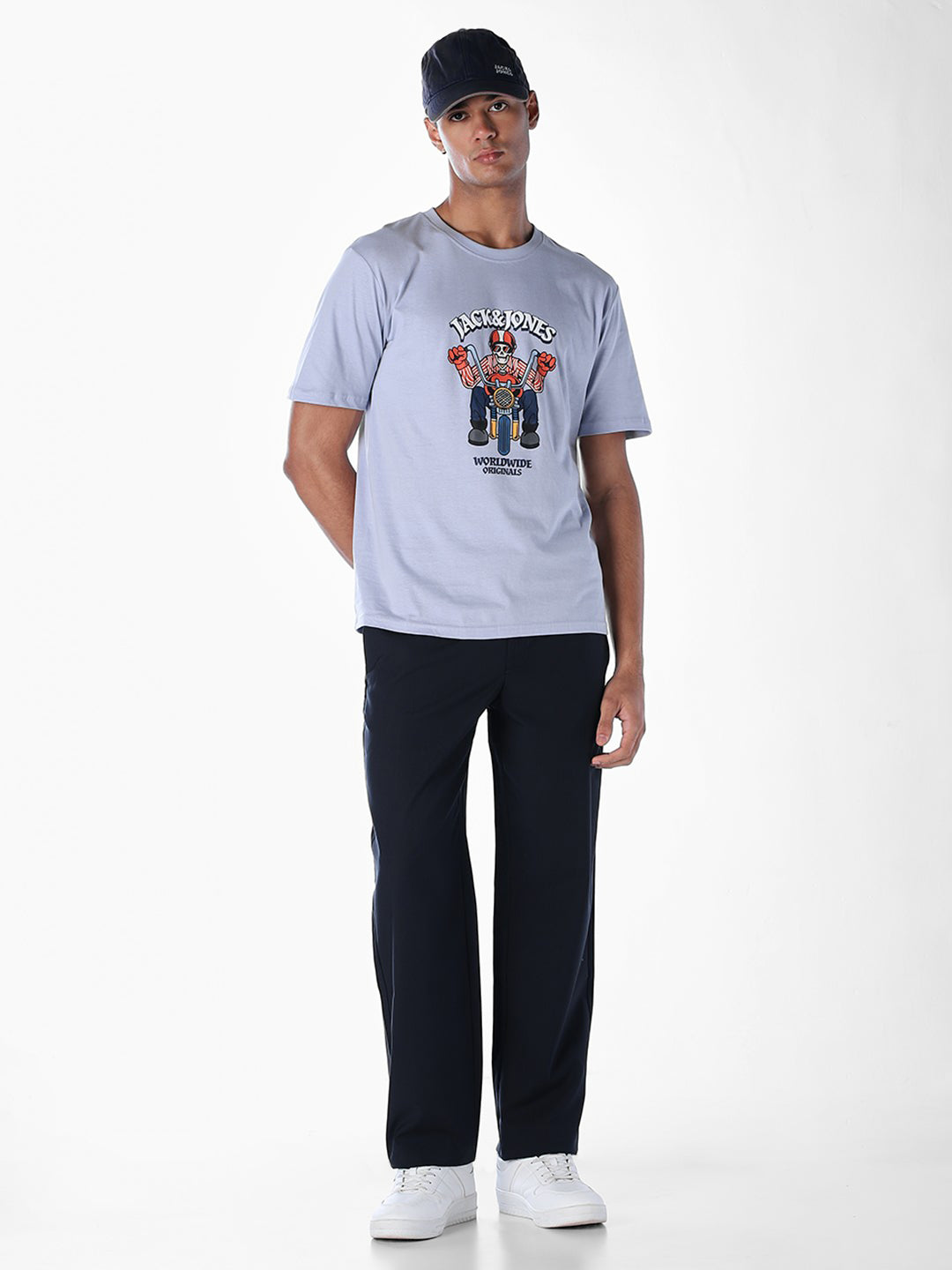 Navy Elastic Waist Jogger Pants