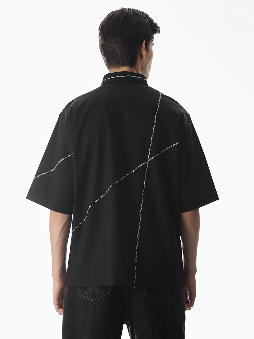 Black Embroidered Oversized Shirt