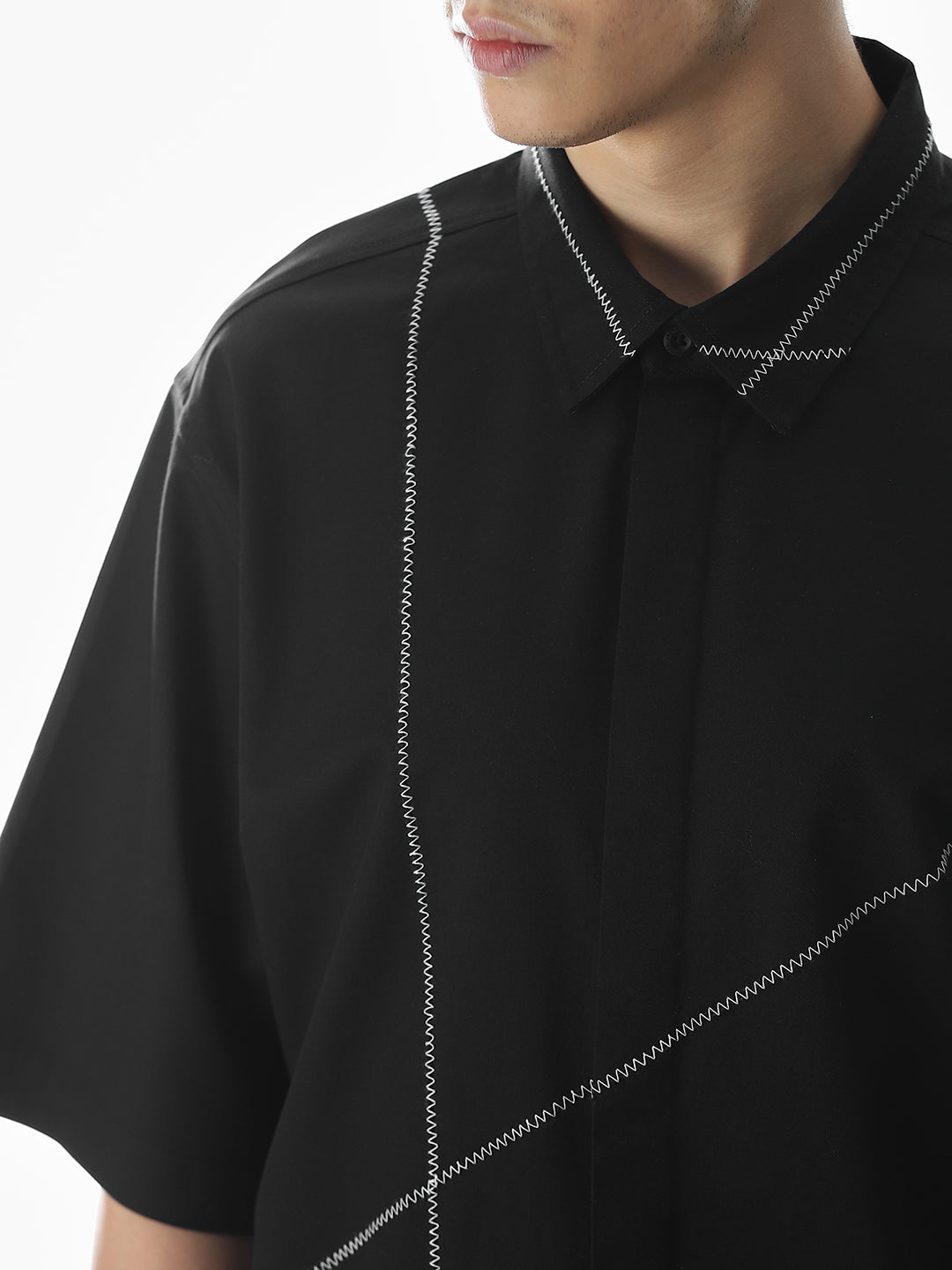 Black Embroidered Oversized Shirt