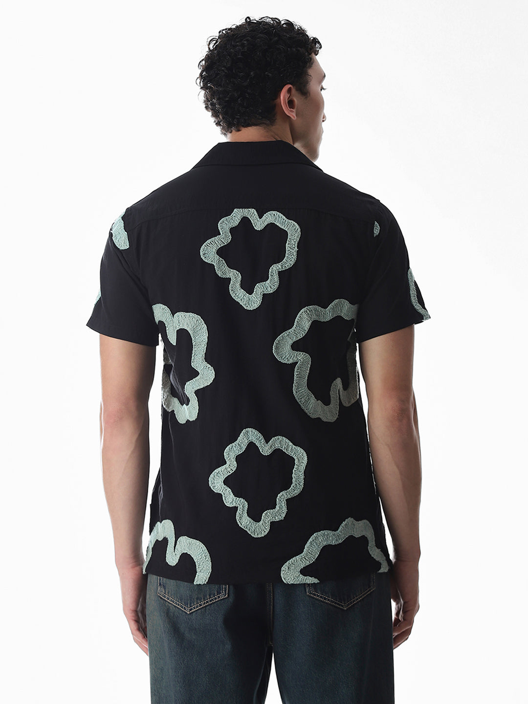 Black Embroidered Comfort Fit Shirt