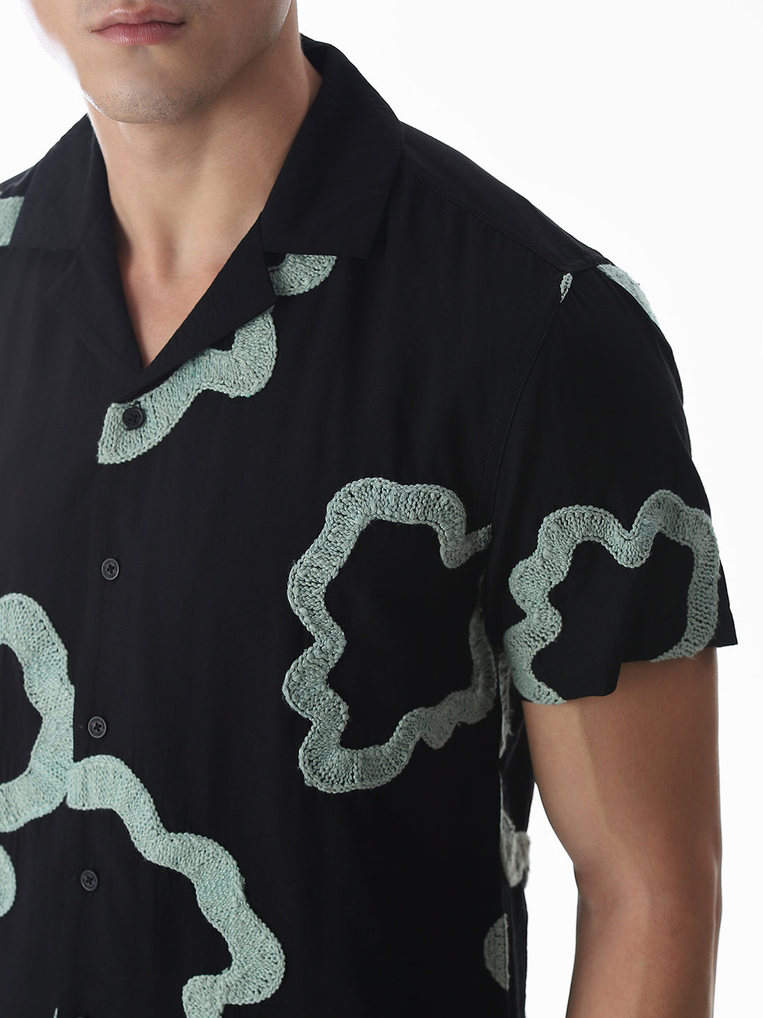 Black Embroidered Comfort Fit Shirt