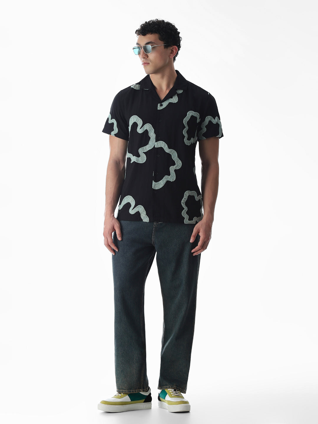 Black Embroidered Comfort Fit Shirt