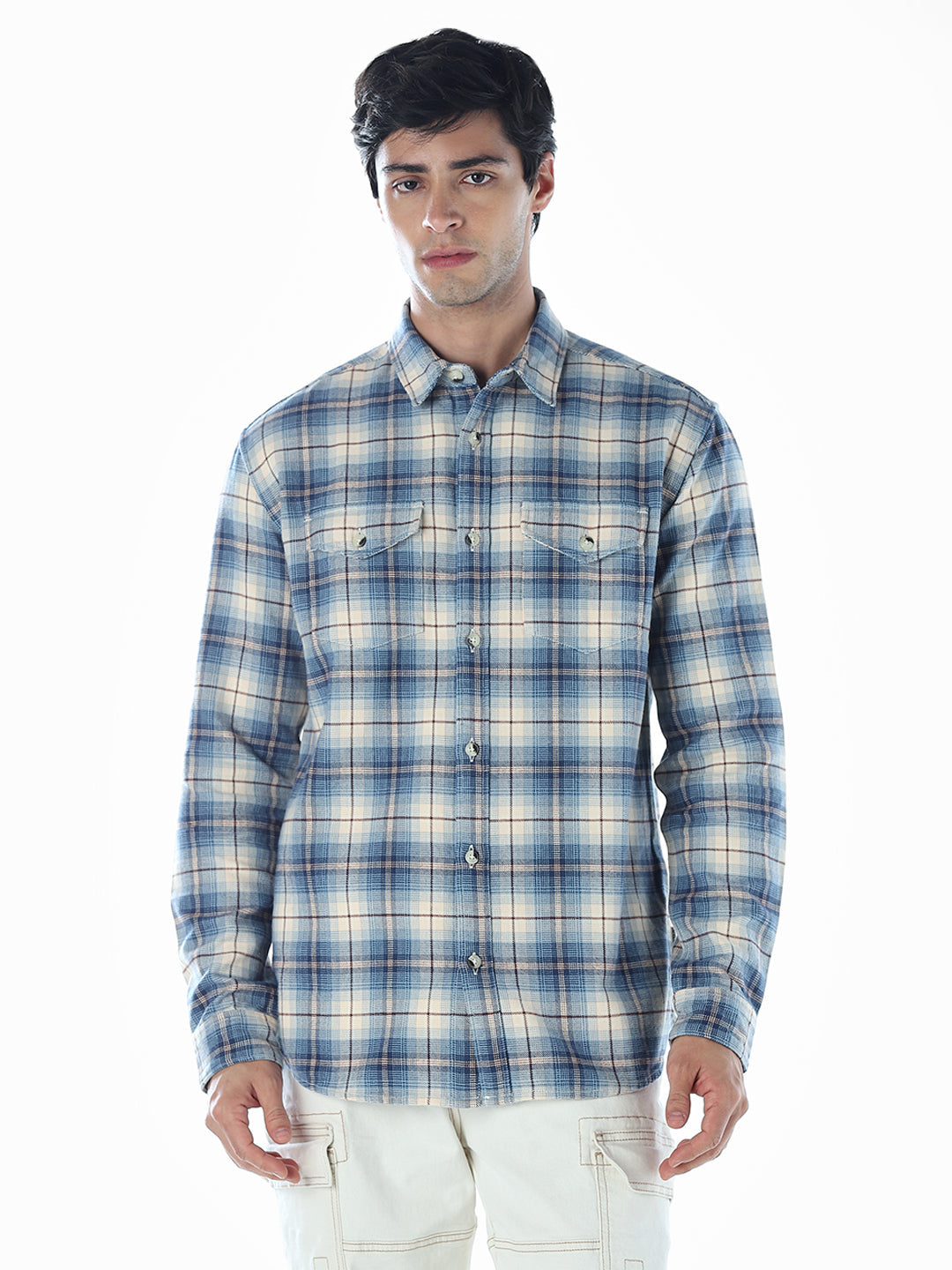 Check Cotton Oversized Shirt