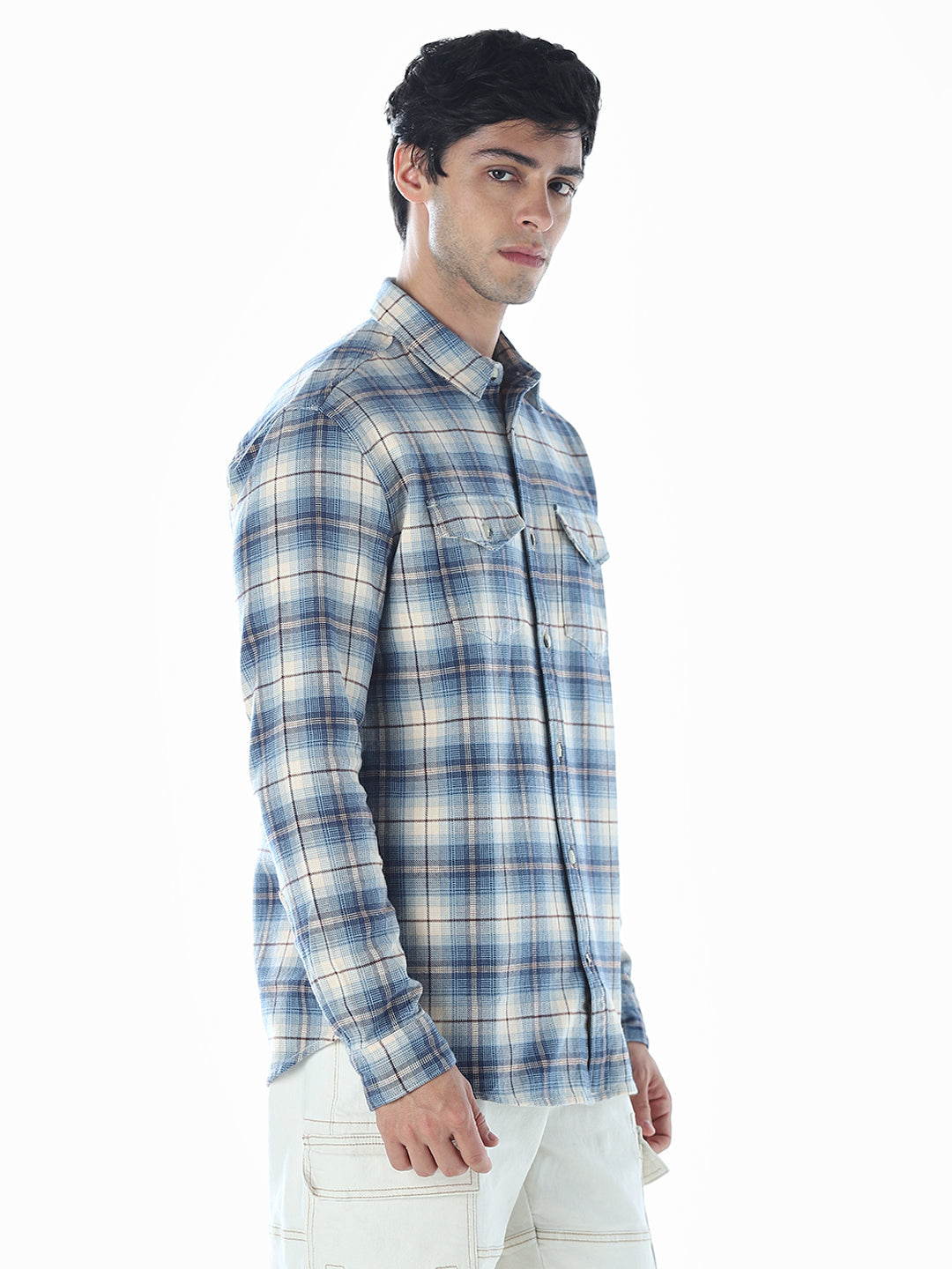 Check Cotton Oversized Shirt