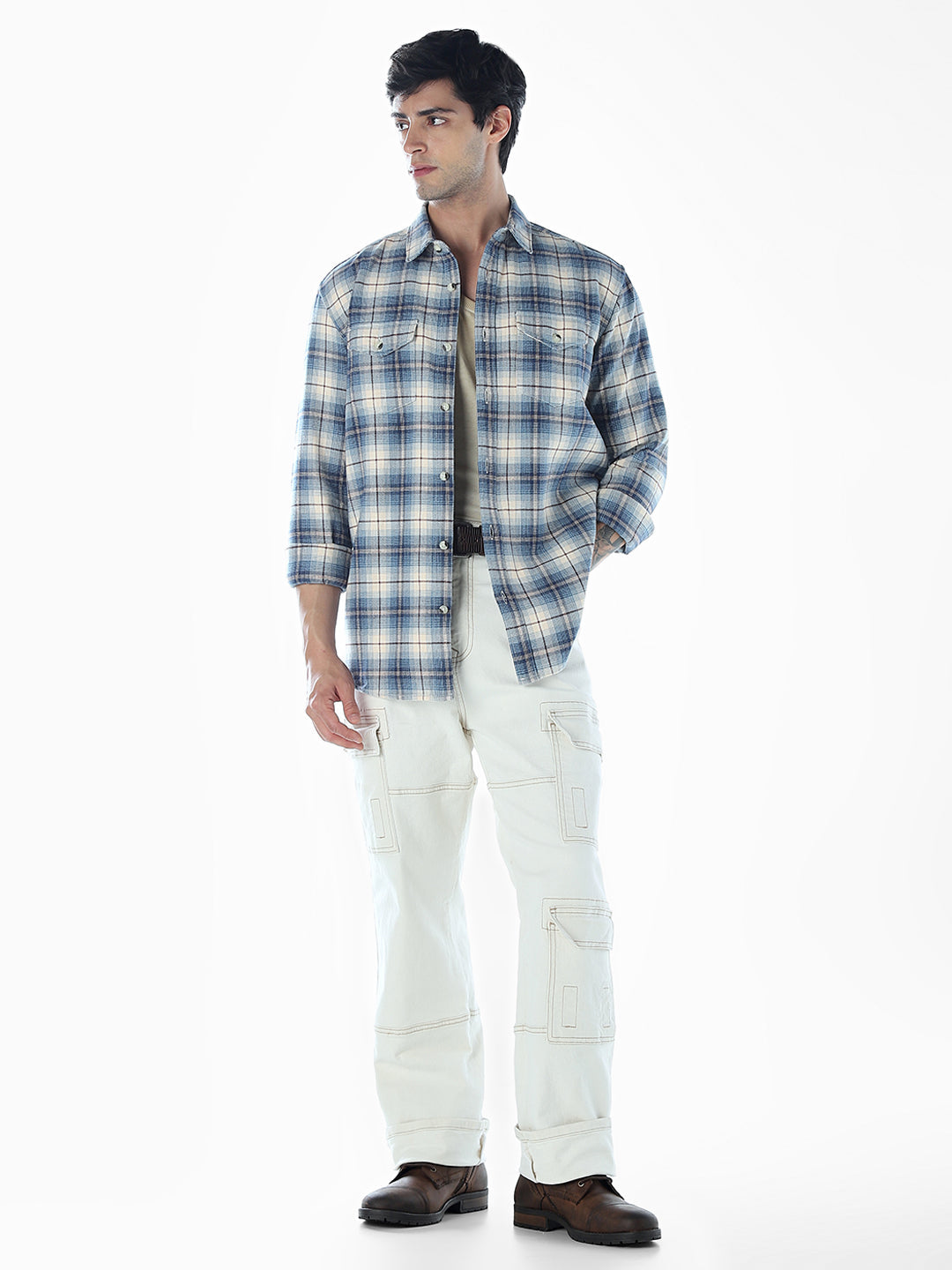 Check Cotton Oversized Shirt