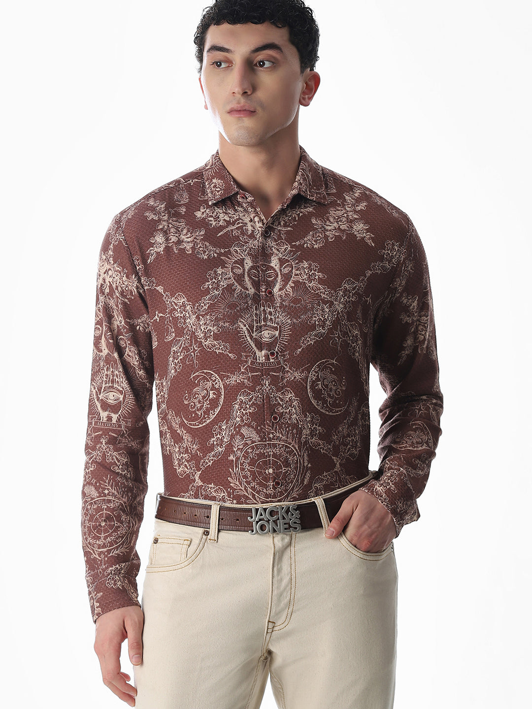 Cosmic Print Cotton Shirt - S