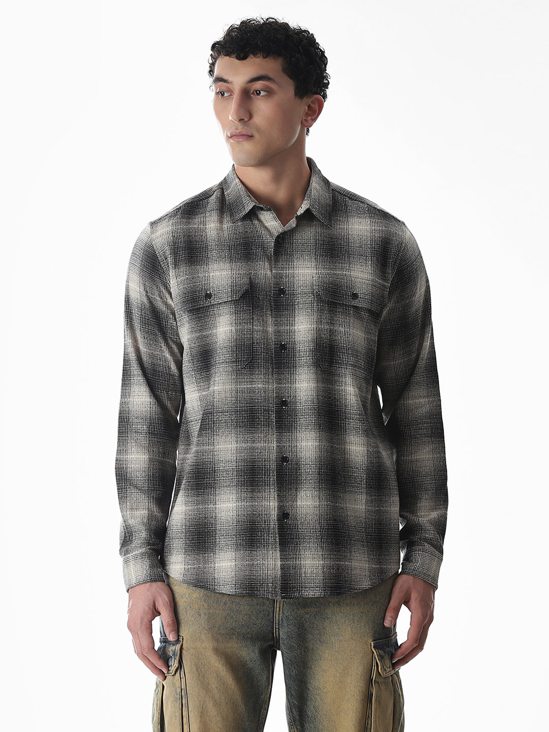 Black Check Cotton Shirt