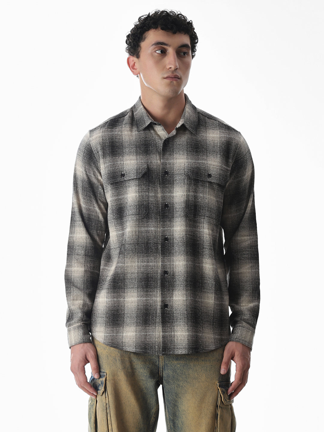 Black Check Cotton Shirt