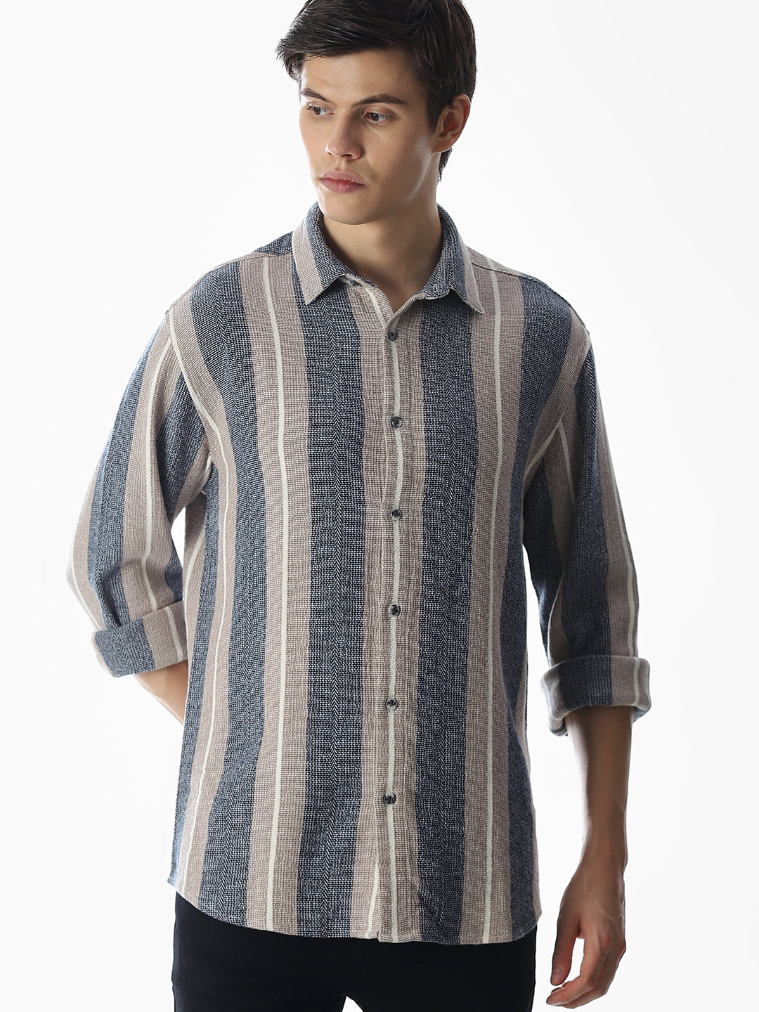 Cotton Striped Regular Fit Shirt - S