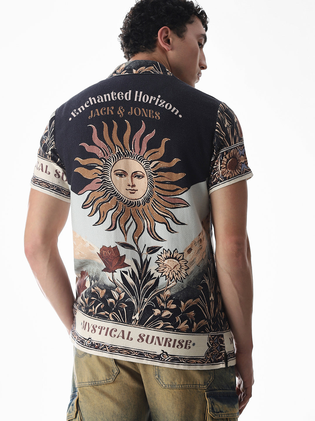 Black Printed Comfort Fit Shirt - M