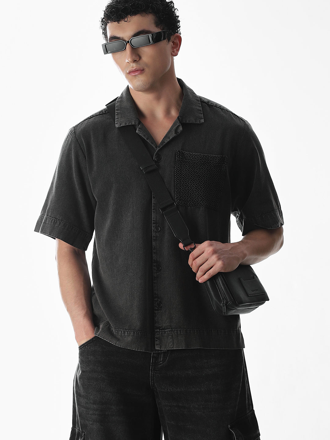 Dark Grey Oversized Cotton Shirt