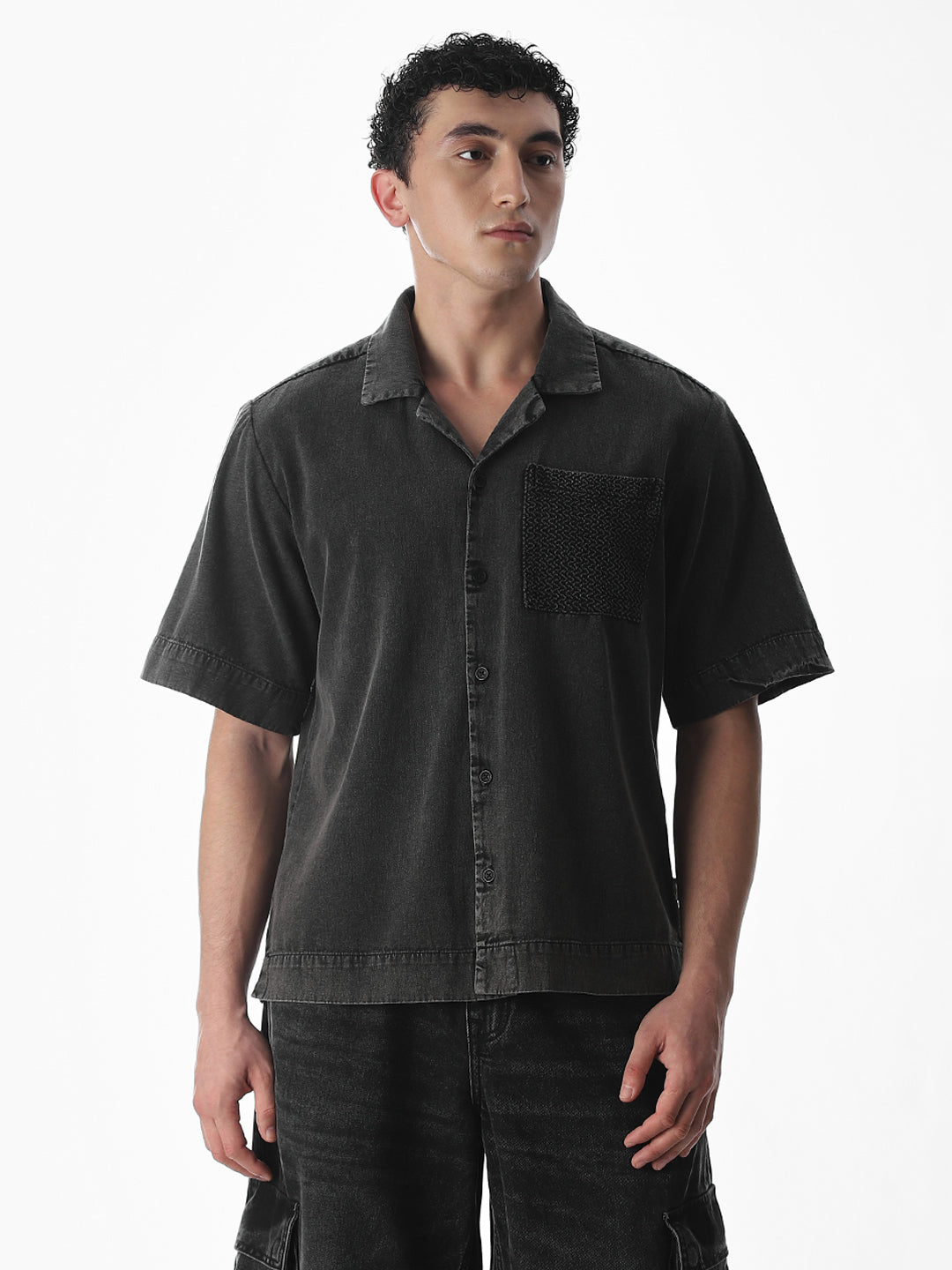 Dark Grey Oversized Cotton Shirt