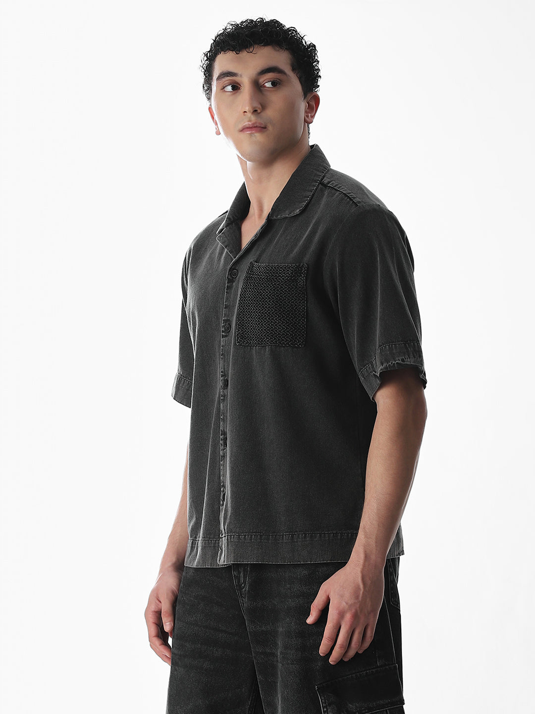 Dark Grey Oversized Cotton Shirt