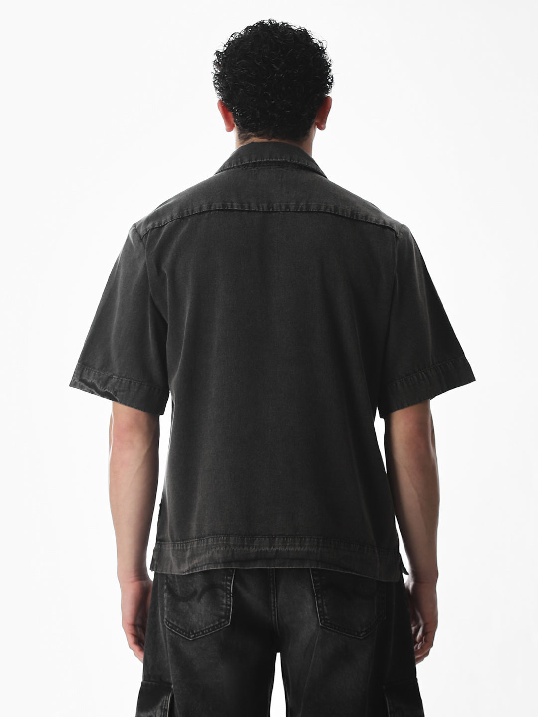 Dark Grey Oversized Cotton Shirt