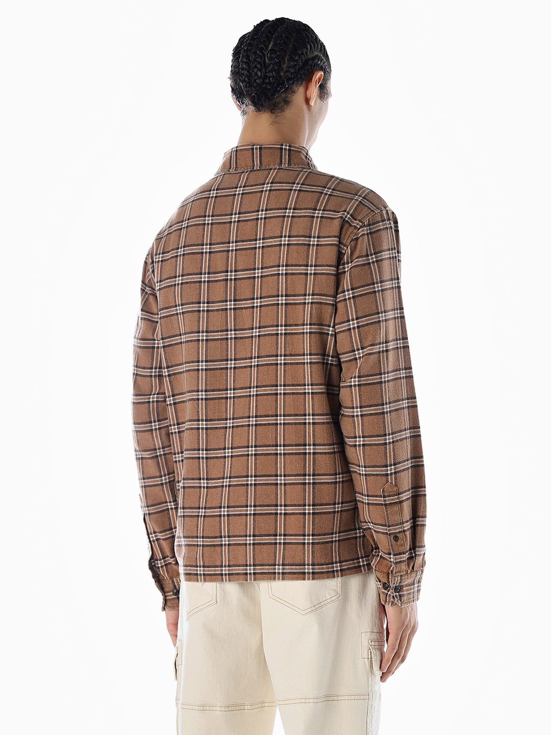Typographic Print Check Oversized Shirt