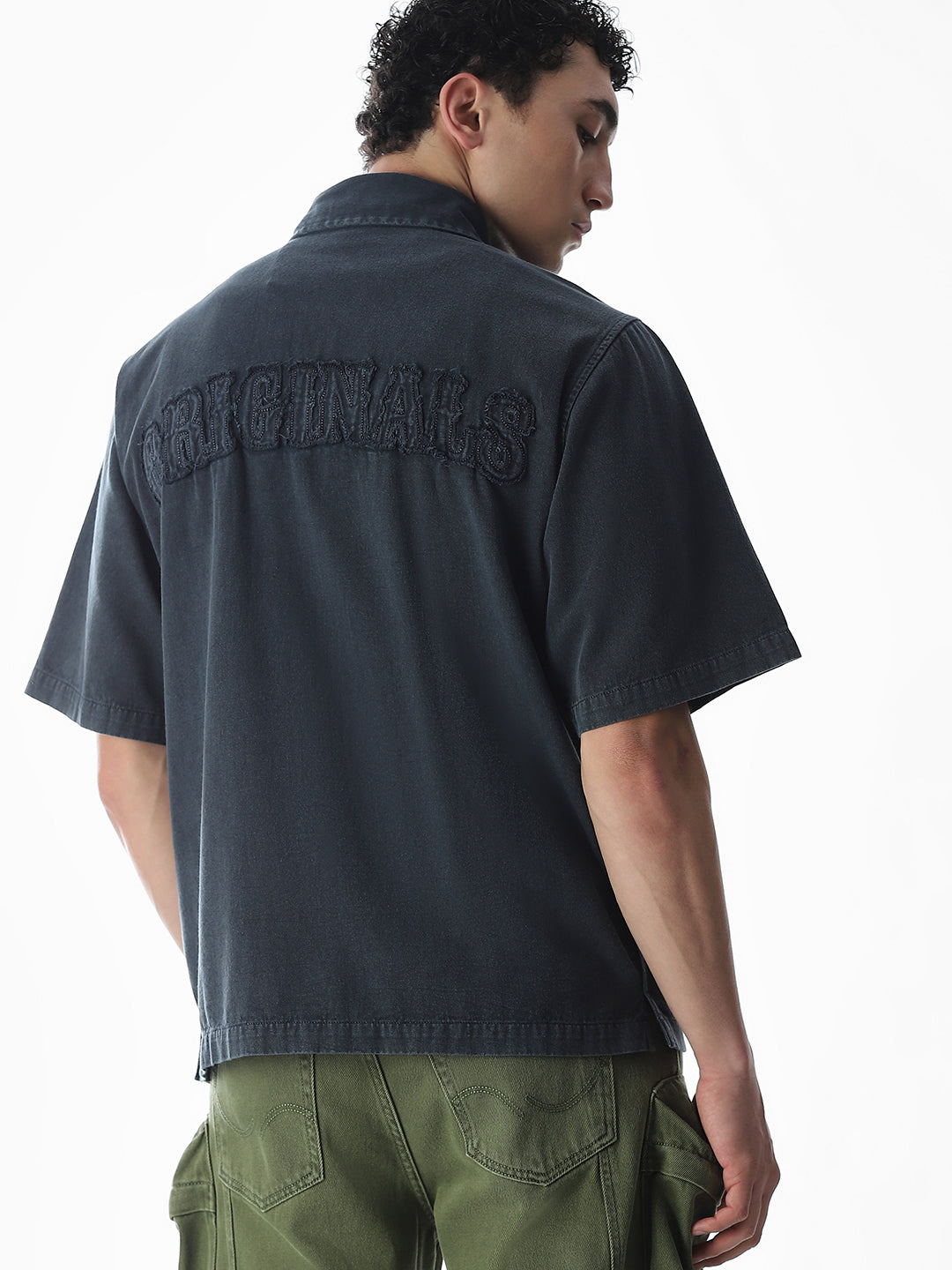 Embroidered Logo Zip-Up Shirt - S