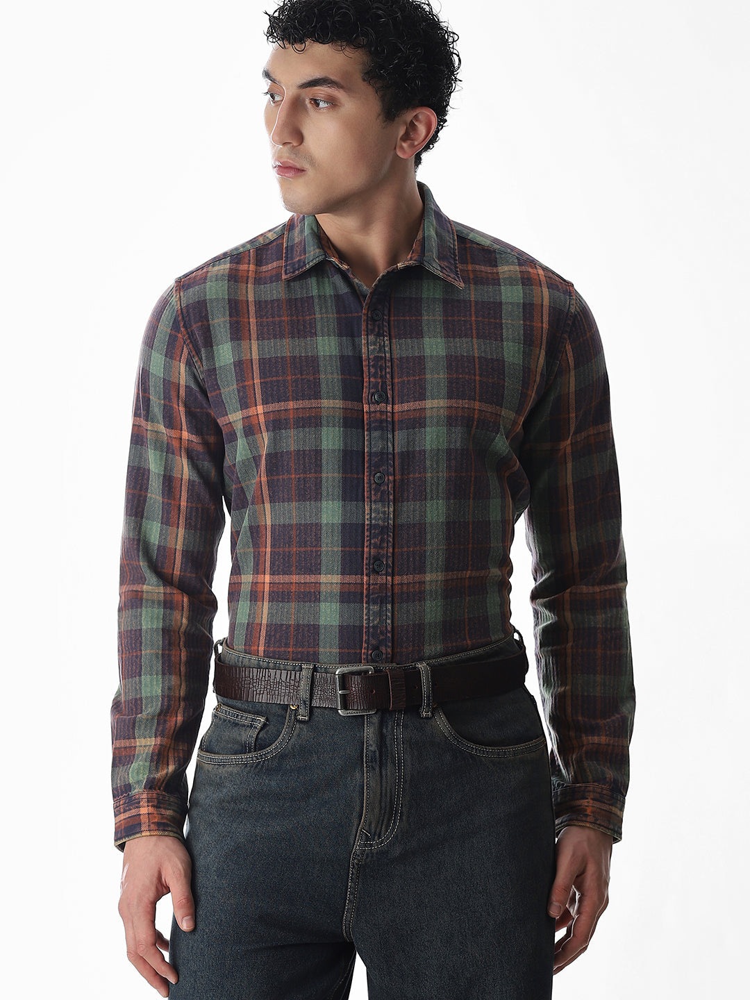 Multi-Colour Check Cotton Shirt - L