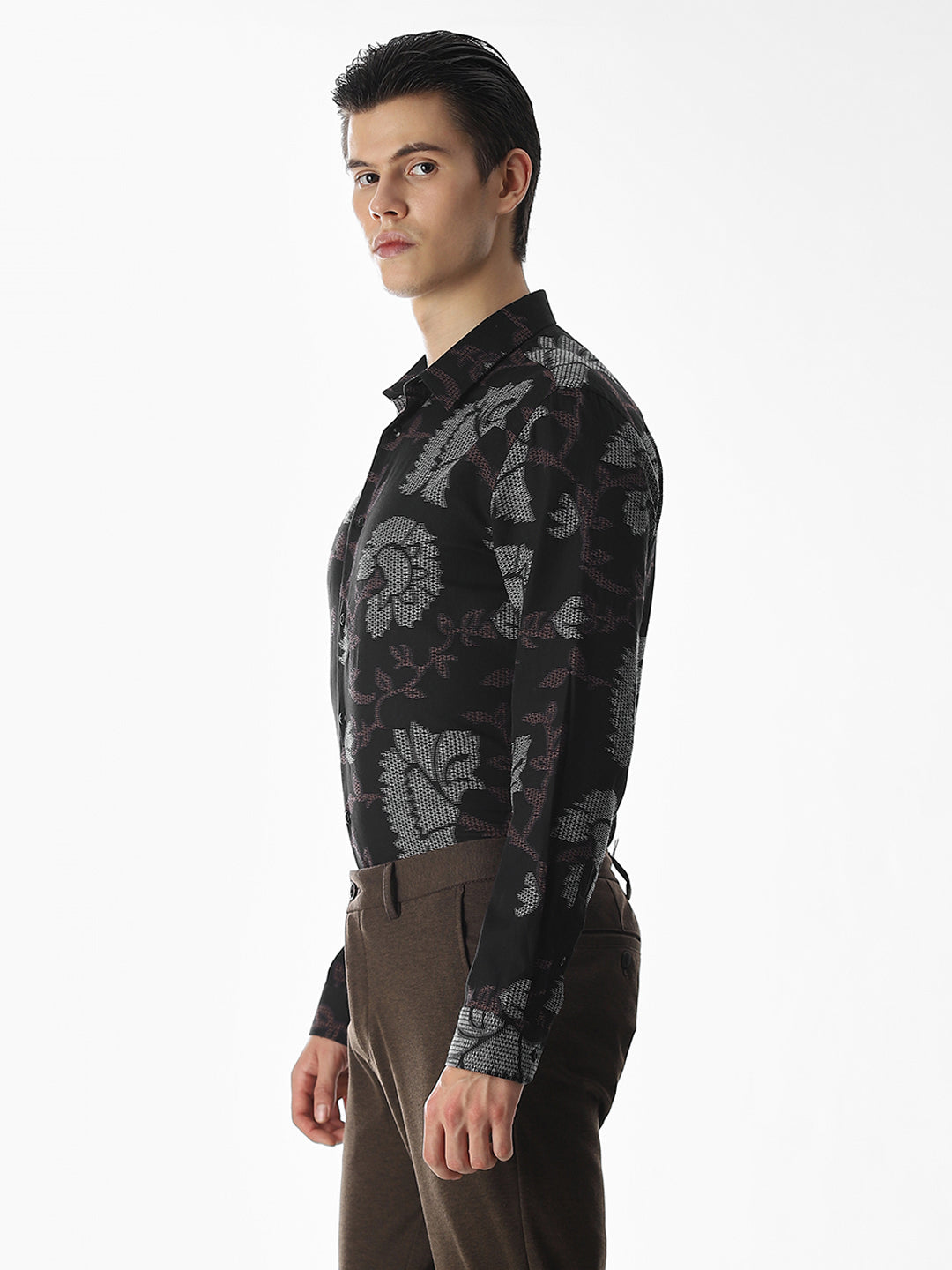 Black Jacquard Cotton Shirt