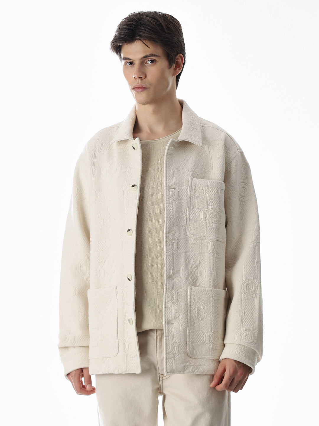 Off-White Cotton Front-open Overshirt