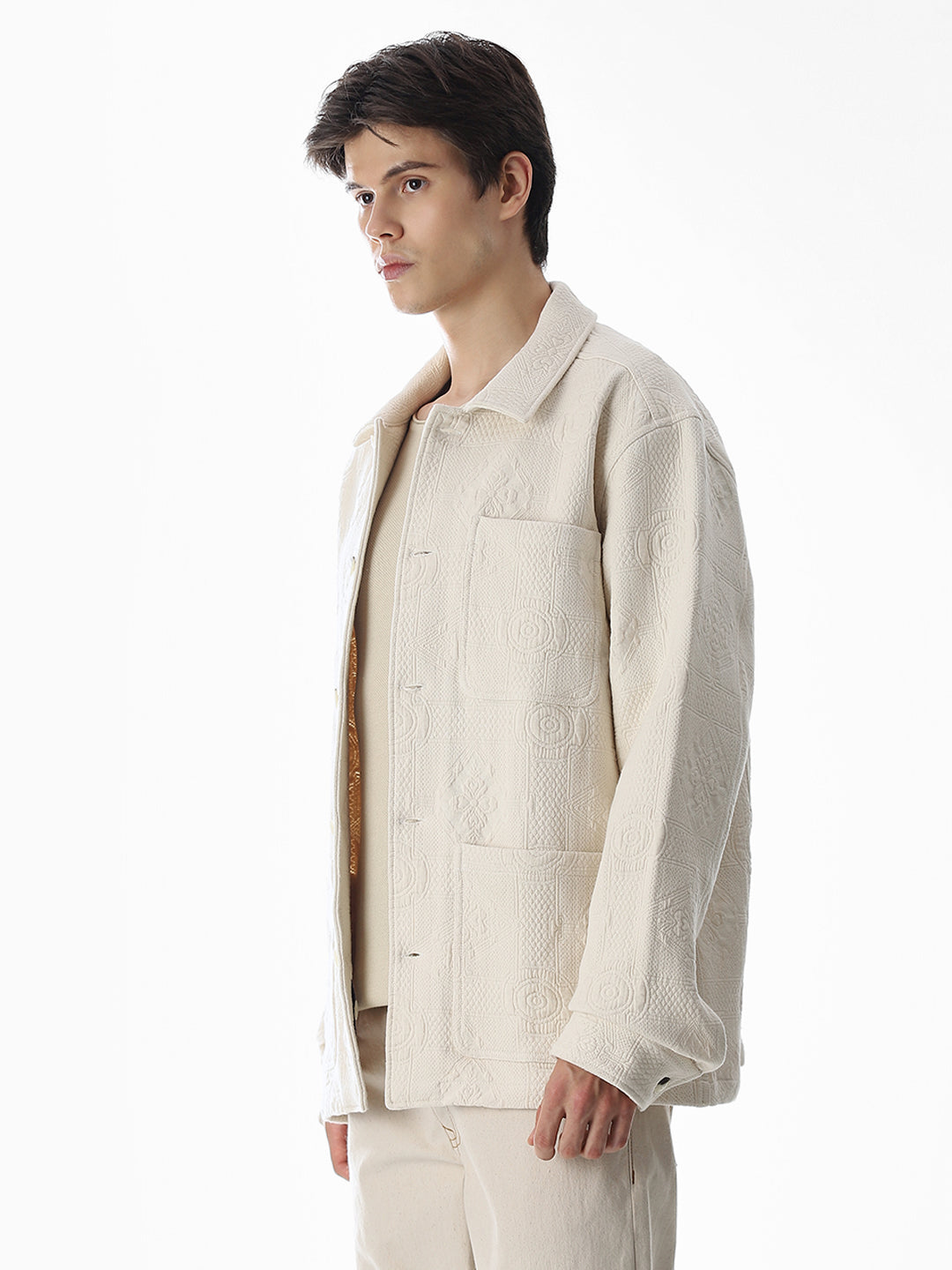 Off-White Cotton Front-open Overshirt