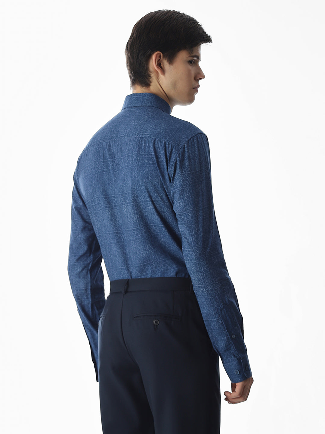 Blue Printed Cotton Shirt