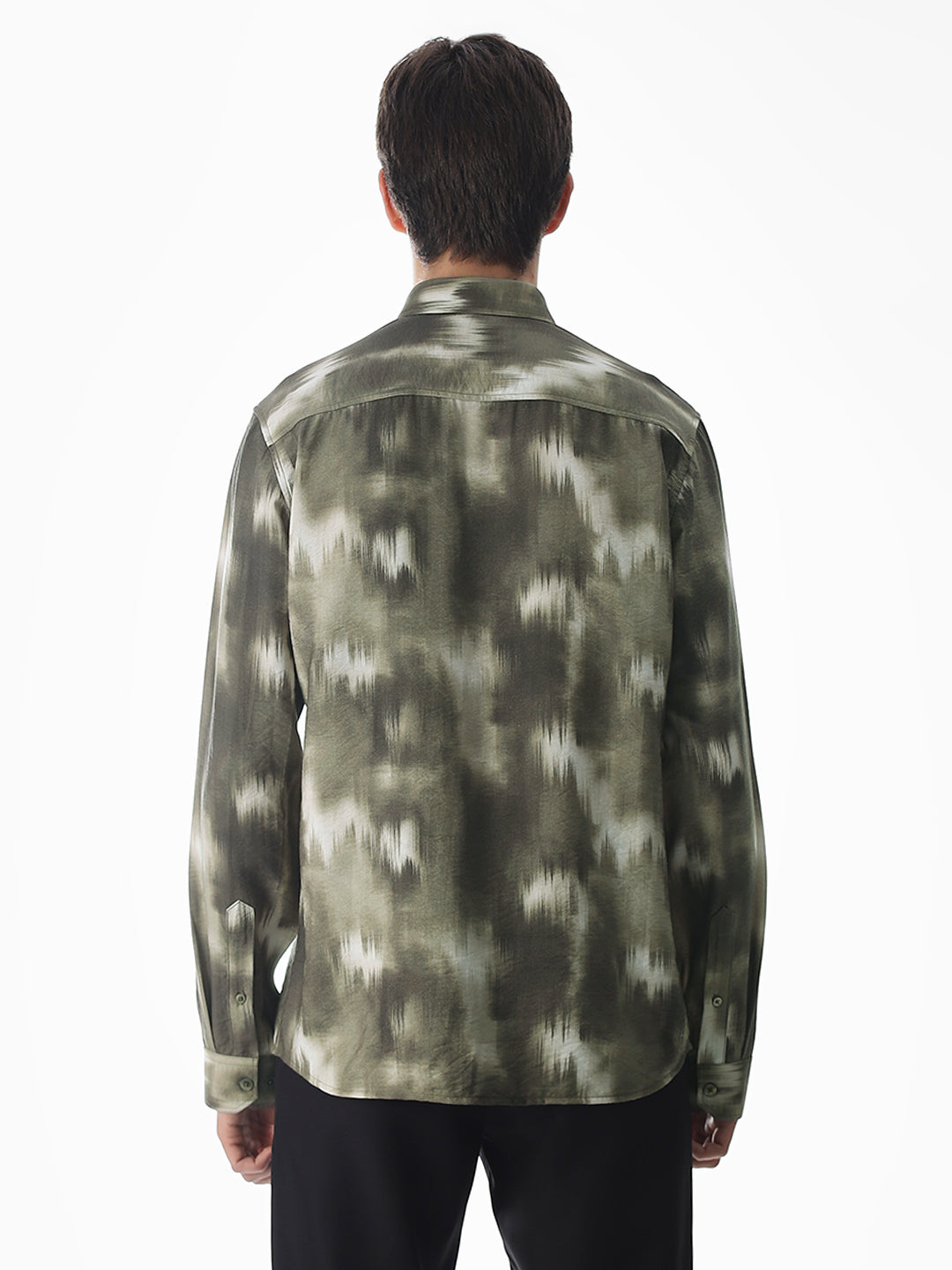 Dark Olive Abstract Print Shirt