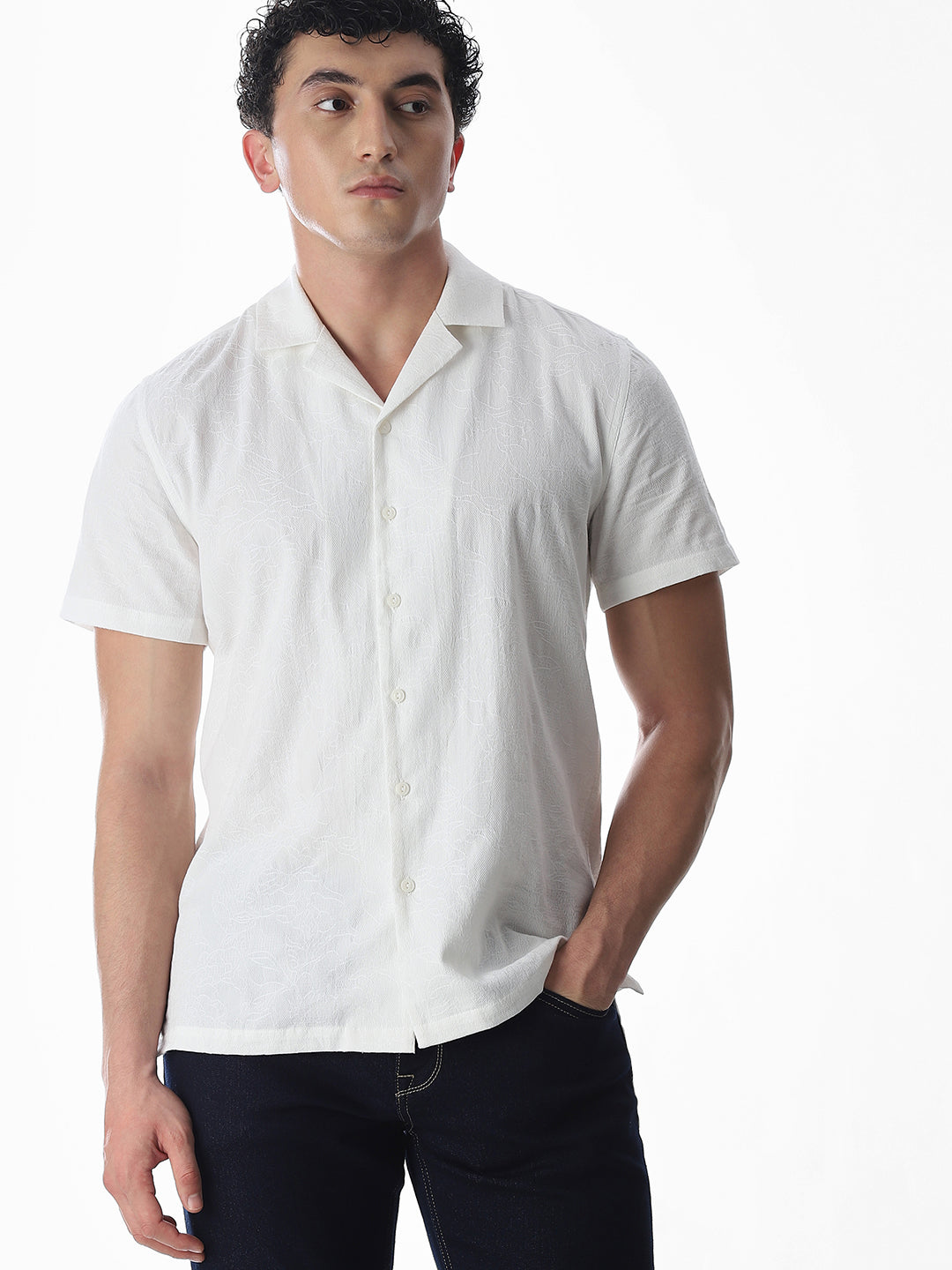 Jacquard Short Sleeves Shirt - S