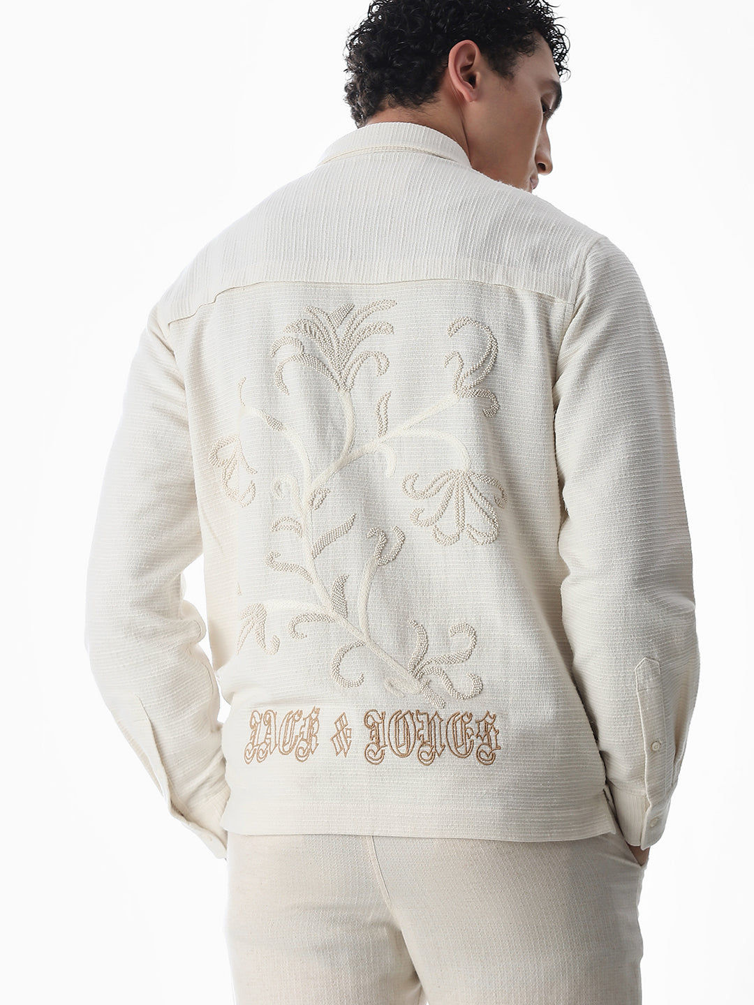 Embroidered Cotton Oversized Shirt - L