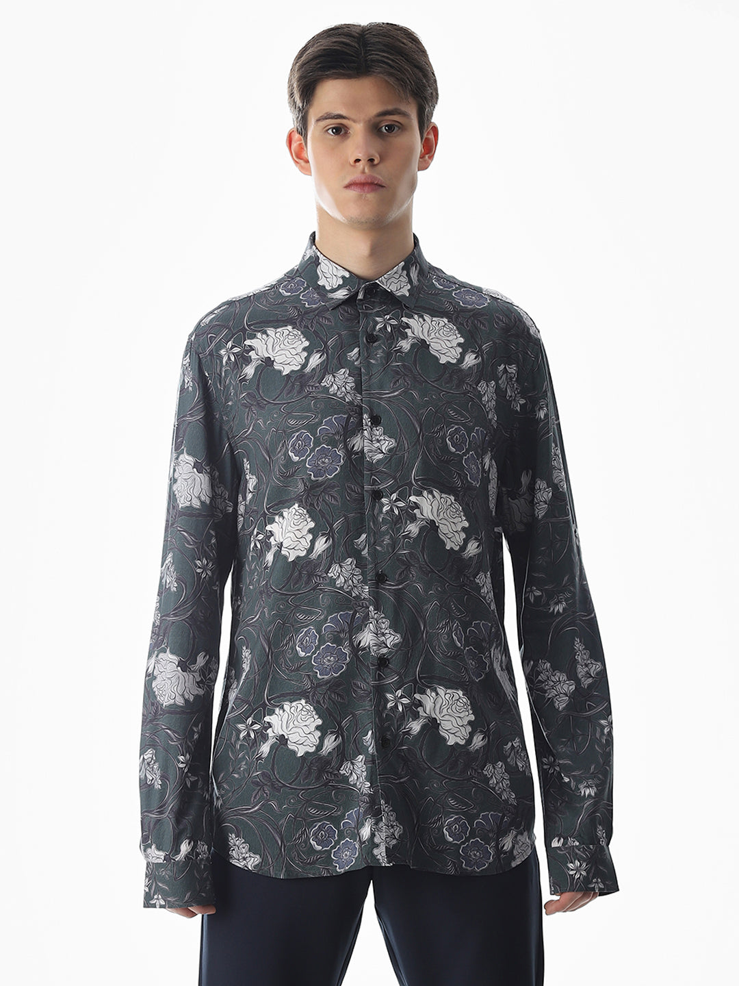 Green Printed Cotton Shirt