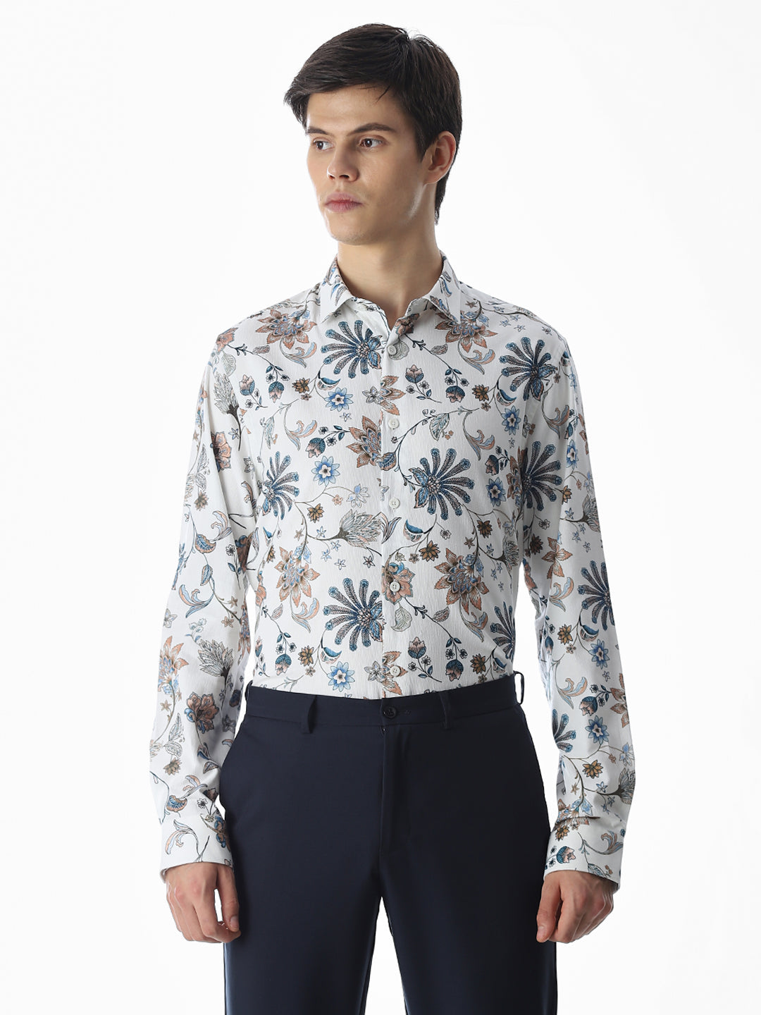 White Printed Cotton Shirt