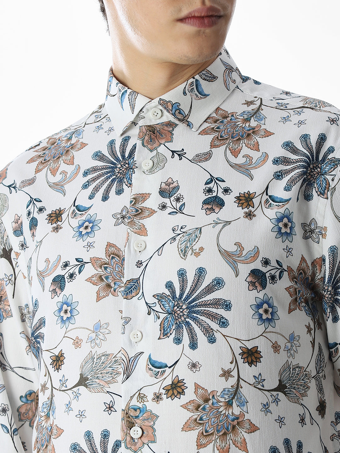 White Printed Cotton Shirt