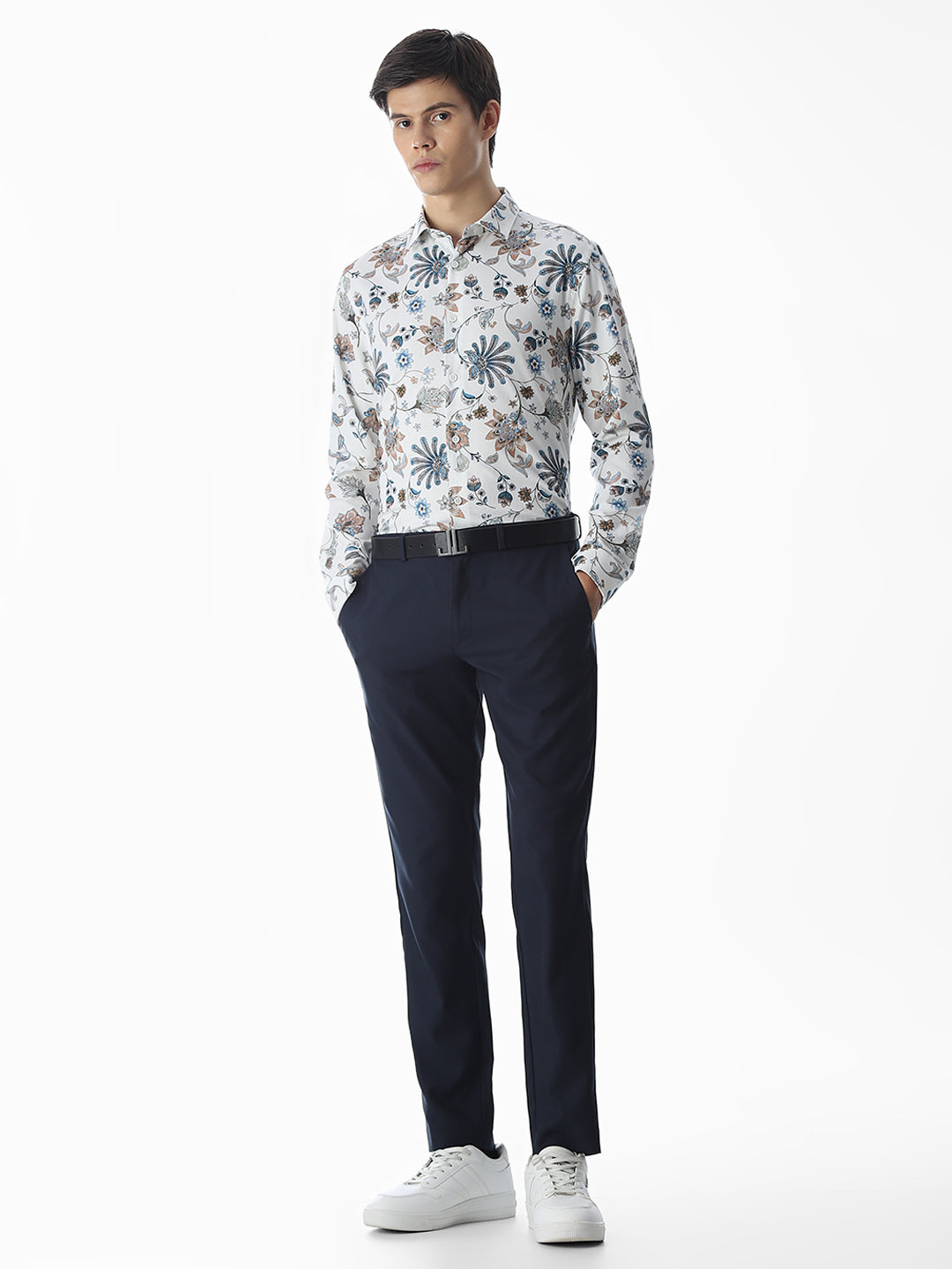 White Printed Cotton Shirt