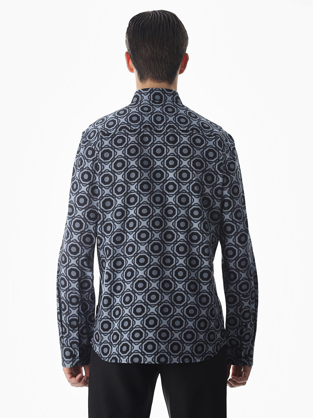 Grey Printed Cotton Shirt