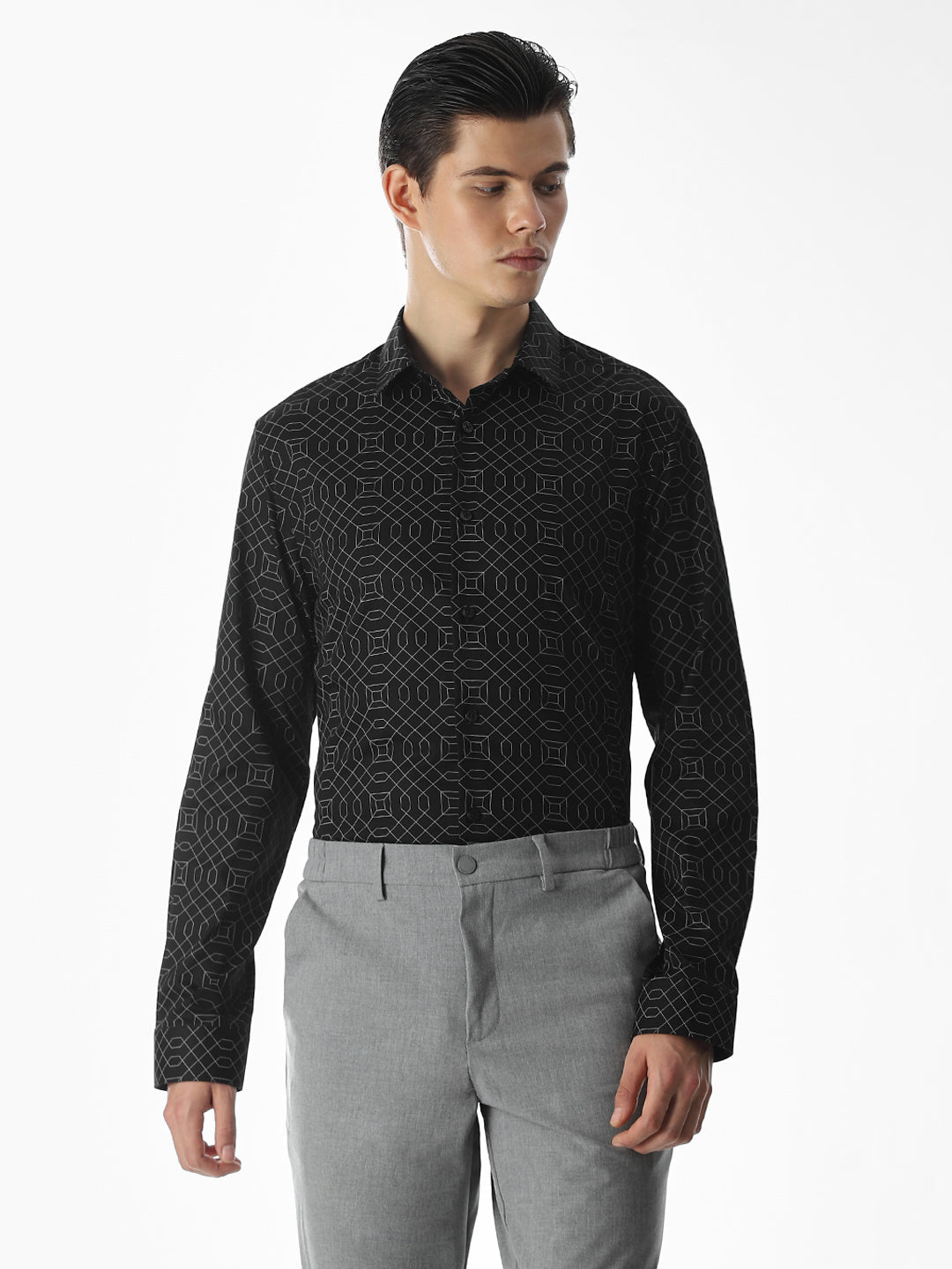 Black Printed Cotton Shirt