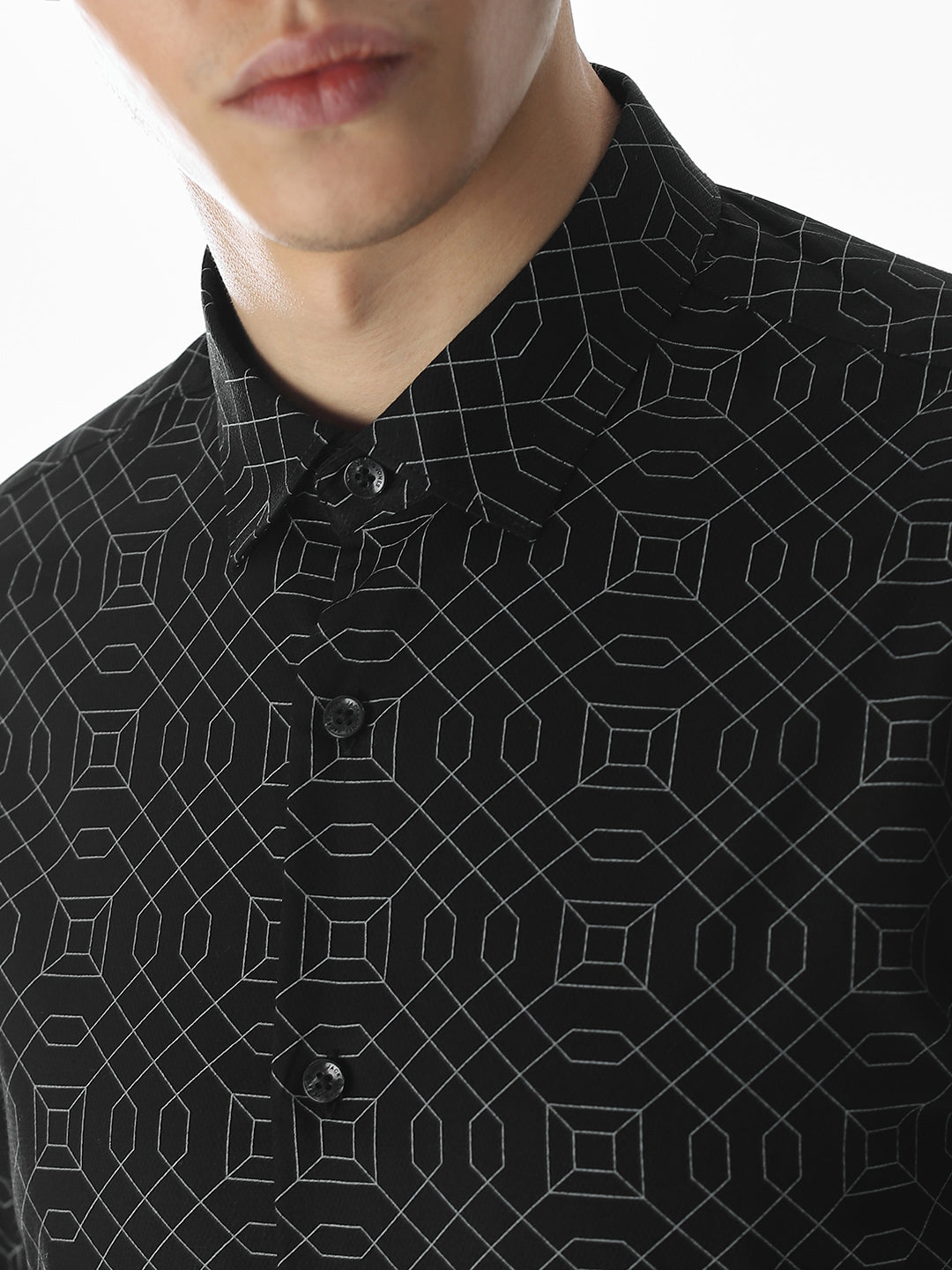Black Printed Cotton Shirt