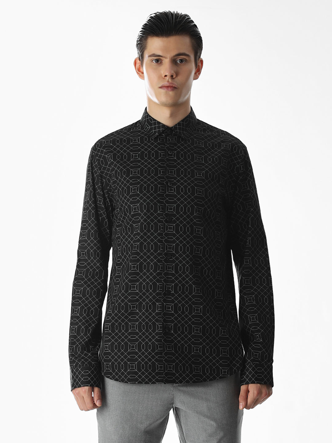 Black Printed Cotton Shirt