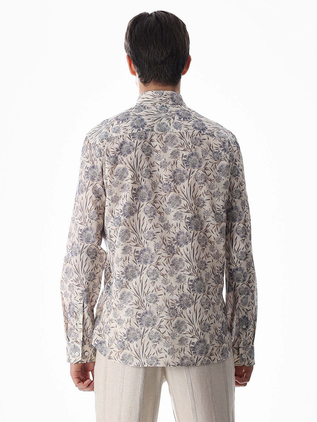 Beige Printed Cotton Shirt