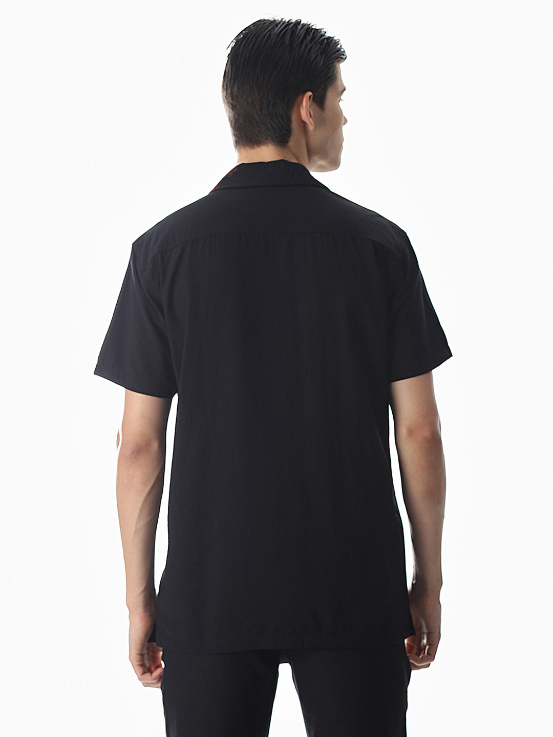 Black Embroidered Comfort Fit Shirt