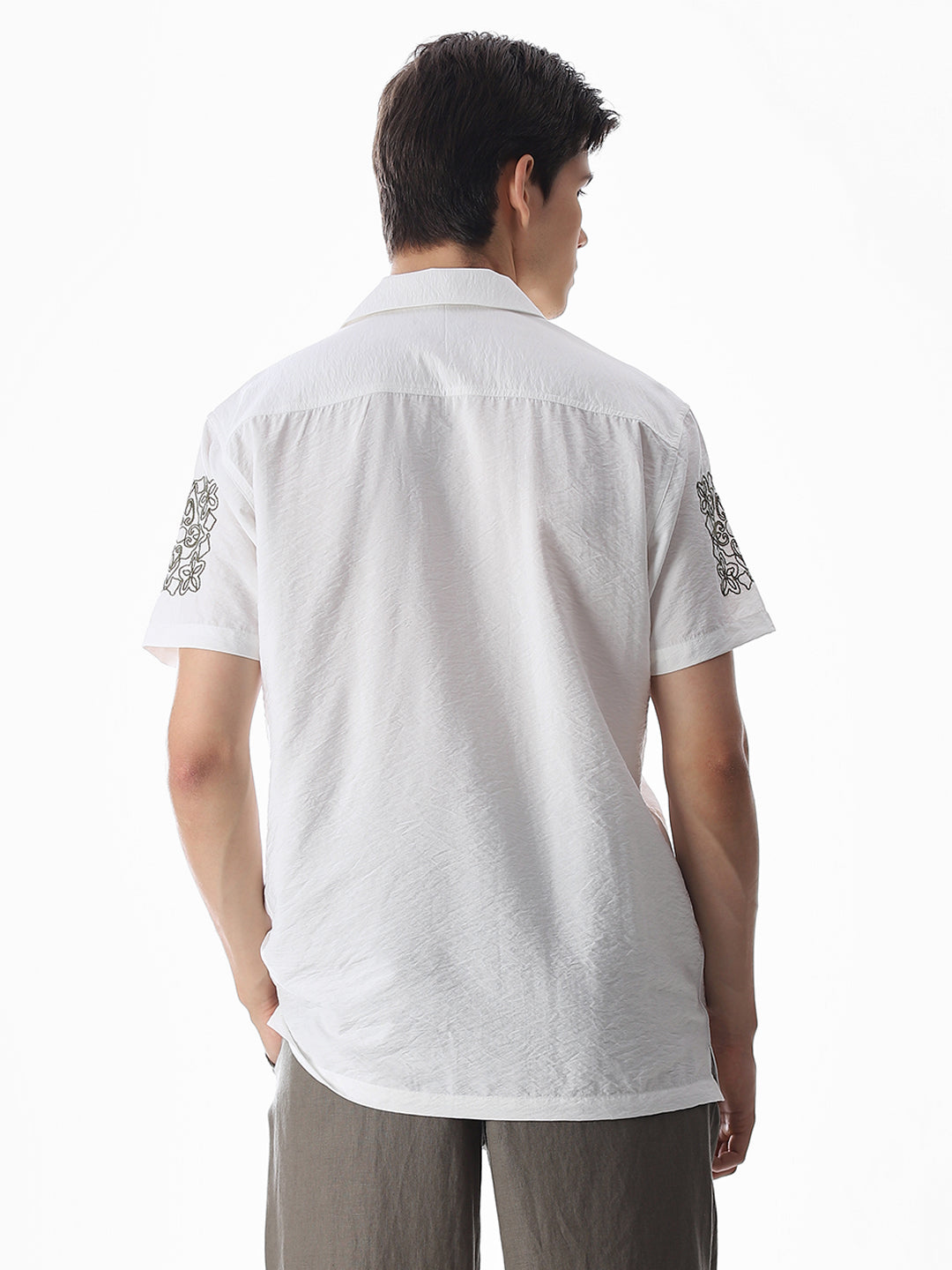 White Embroidered Comfort Fit Shirt