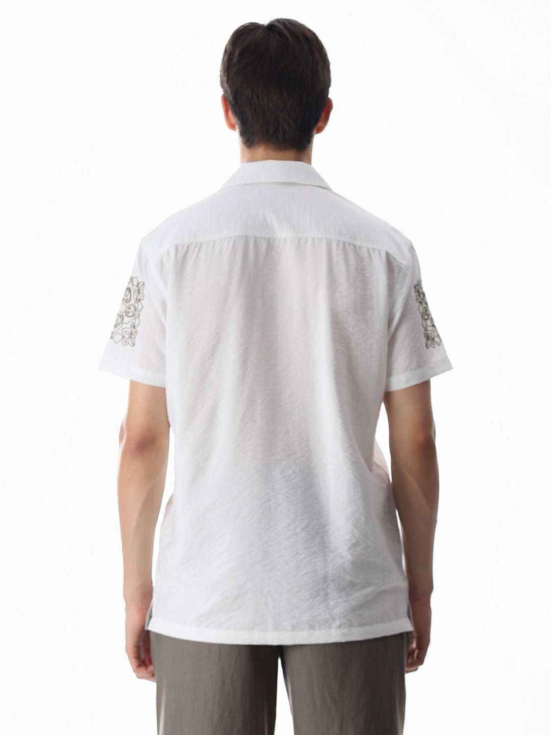 White Embroidered Comfort Fit Shirt