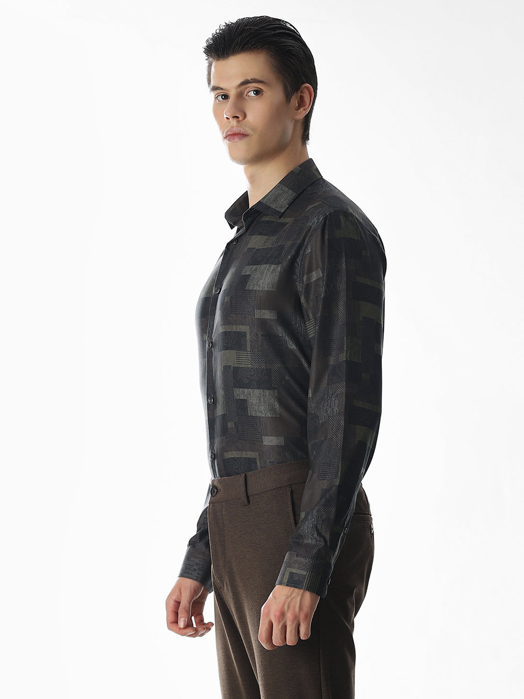 Dark Brown Printed Shirt