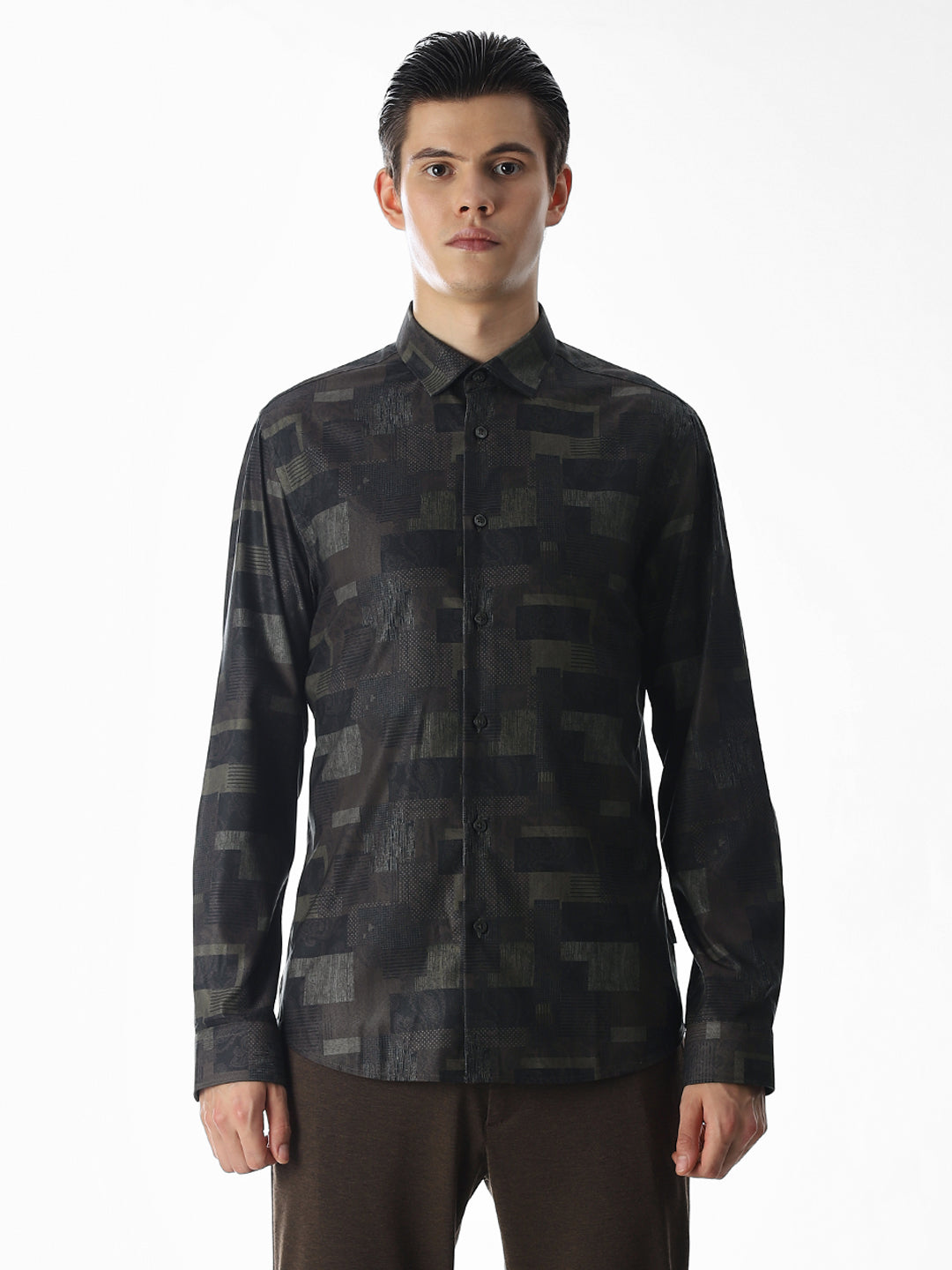 Dark Brown Printed Shirt