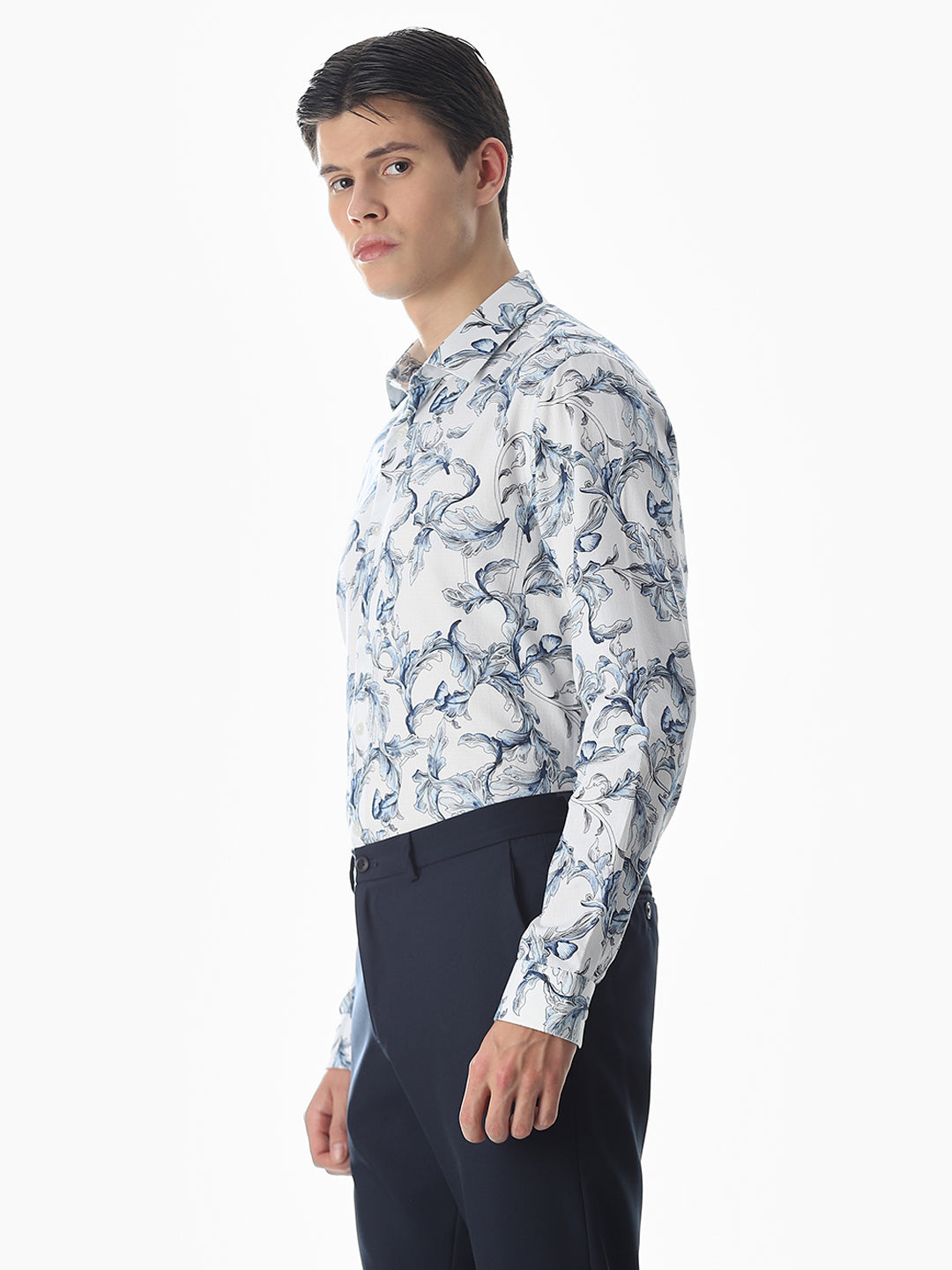 White Printed Cotton Shirt