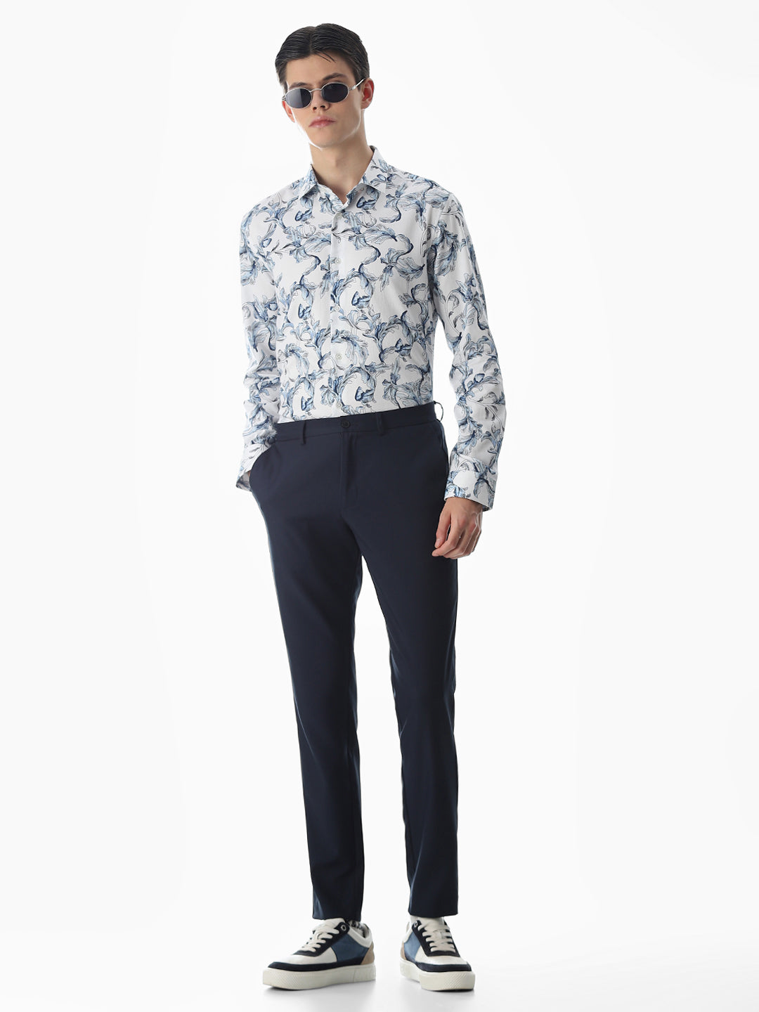 White Printed Cotton Shirt