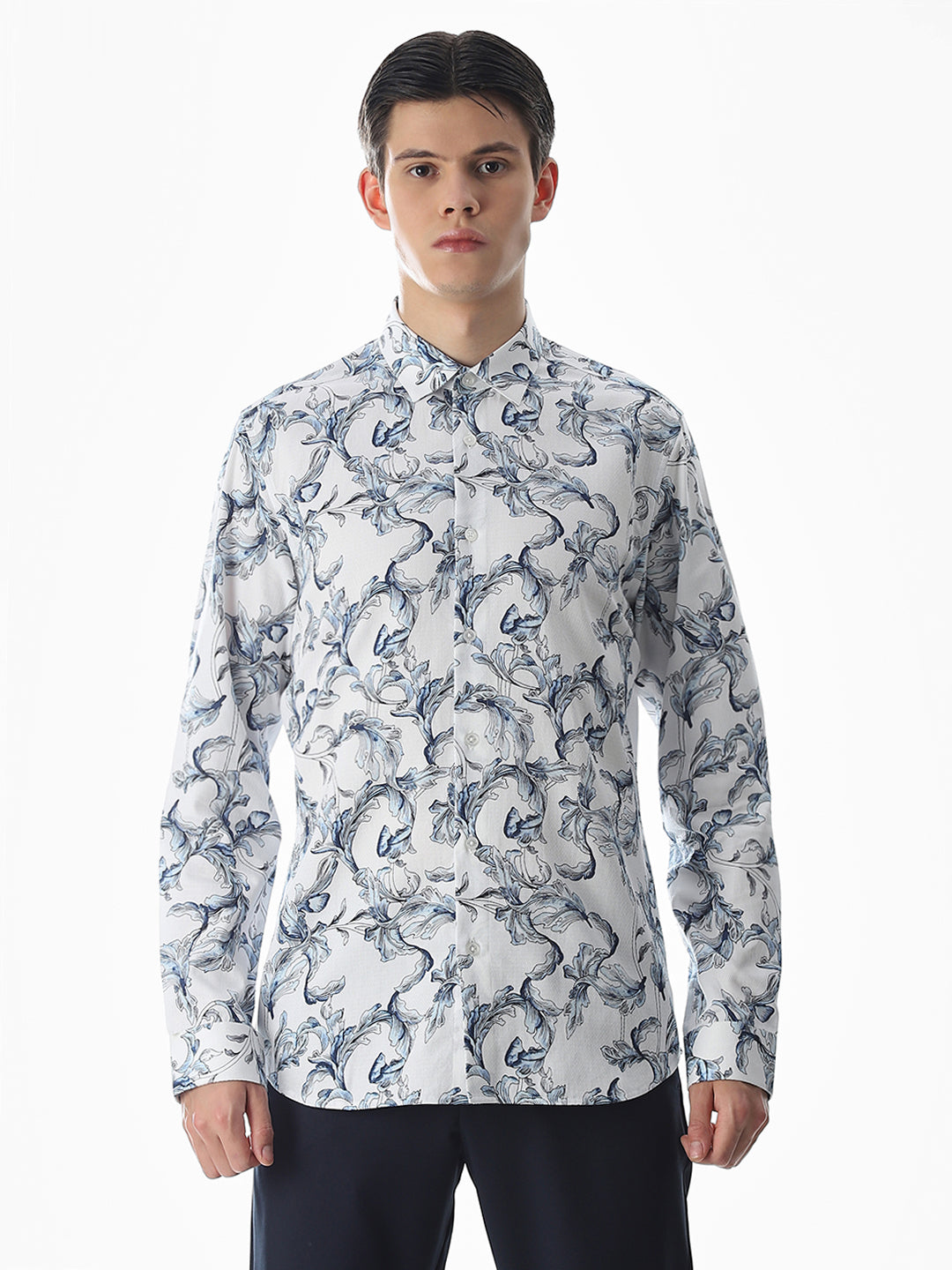 White Printed Cotton Shirt