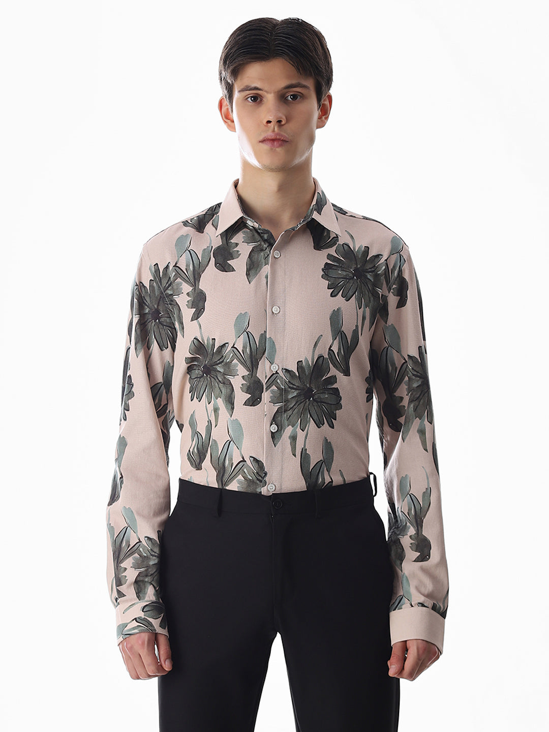 Olive Cotton Slim Fit Shirt