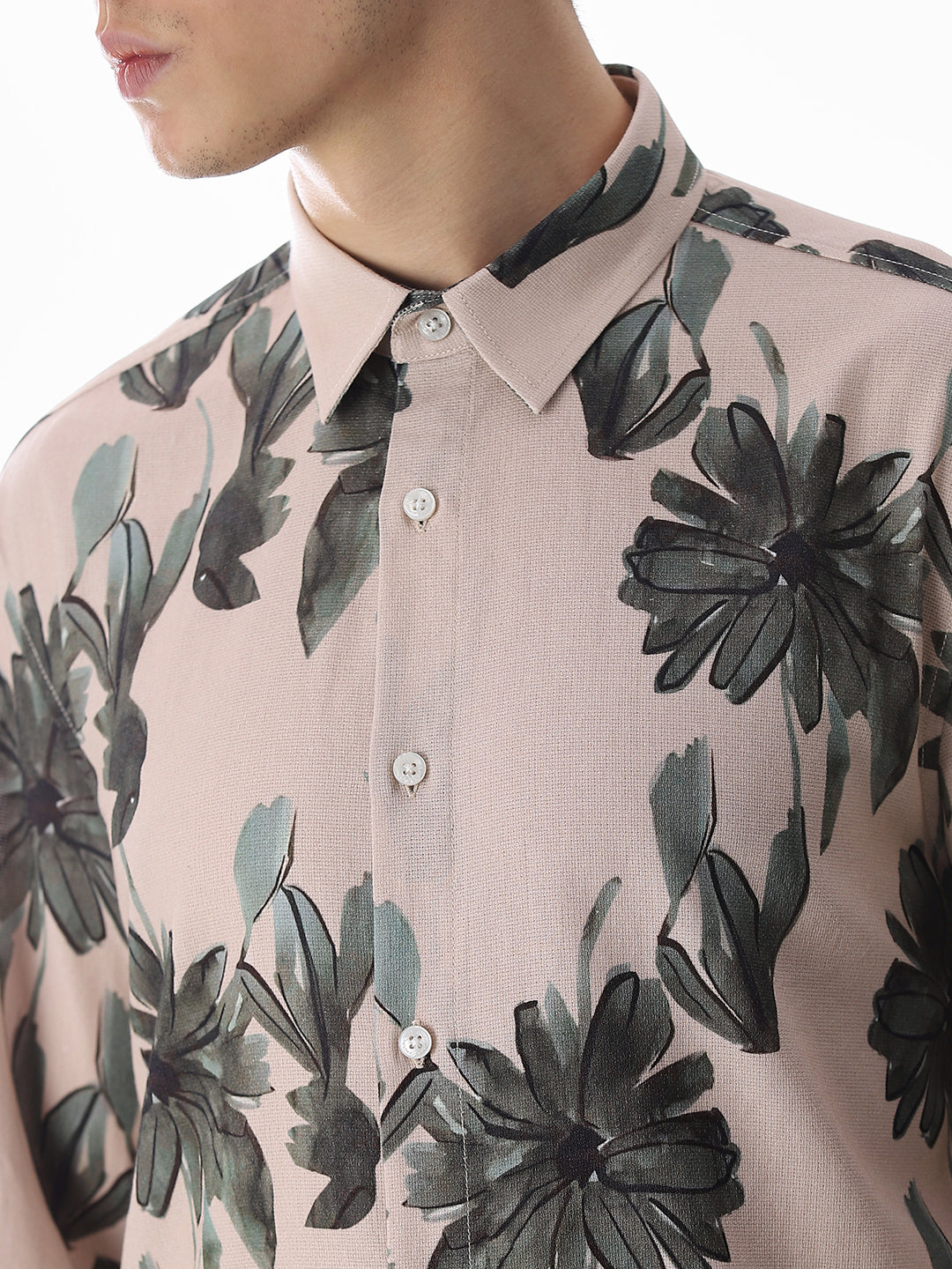 Olive Cotton Slim Fit Shirt